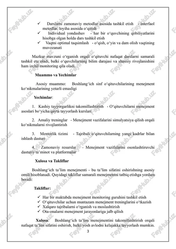 boshlangʻich taʼlim menejmenti mazmuni va vazifalari.. esse (word ,) - Page 3