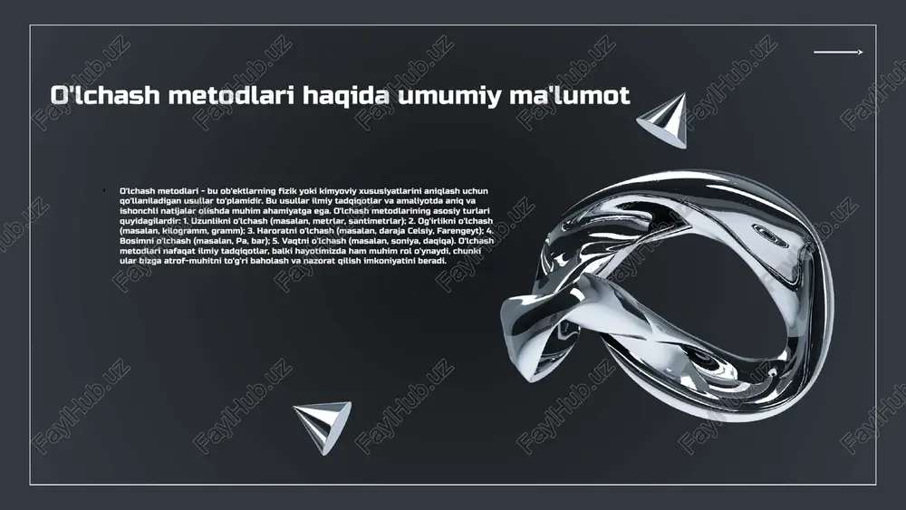ab statistik ma'lumotlarni tushunarli qilishda yordam beradi. - diagrammalar: doira, ustun va chiziqli diagrammalarni qo'llash orqali ma'lumotlar orasidagi bog'lanishlarni ko'rsatish mumkin. - interaktiv vizualizatsiyalar: foydalanuvchilarga ma'lumotlarni o'zlari bilan o'ynash imkonini beruvchi vositalar. bu usul ko'proq ma'lumot olish va tahlil qilish imkonini yaratadi. vizualizatsiya orqali ma'lumotlarni tushunishni osonlashtirish, qaror qabul qilish jarayonini tezlashtiradi va yanada samarali qiladi. photo by jezael melgoza on unsplash o'lchashlar nazariyasining asosiy tamoyillari o'lchash jarayoni va uning muhimligi: o'lchash jarayoni o'lchov vositalaridan foydalanib, aniq va ishonchli ma'lumotlarni olish uchun muhimdir. o'lchash jarayoni natijalarning sifatini belgilaydi va tadqiqotlar uchun asos sifatida xizmat qiladi. o'lchash natijalarining ishonchlilik darajasi: o'lchash natijalarining ishonchliligi, takrorlanuvchanlik va tasodifiy xatolarni kamaytirish orqali oshiriladi. bunda, o'lchovlarning bir-biri bilan mosligi muhim ahamiyatga ega. o'lchashlar nazariyasining ilmiy asoslari: o'lchashlar nazariyasi statistik usullar va tajribaviy tadqiqotlar bilan mustahkamlangan bo'lib, nazariy asoslarni yaratadi va o'lchash jarayonini yanada sifatli qiladi. o'lchashlar nazariyasining amaliy qo'llanilishi o'lchashlar nazariyasi turli sohalarda muhim rol …