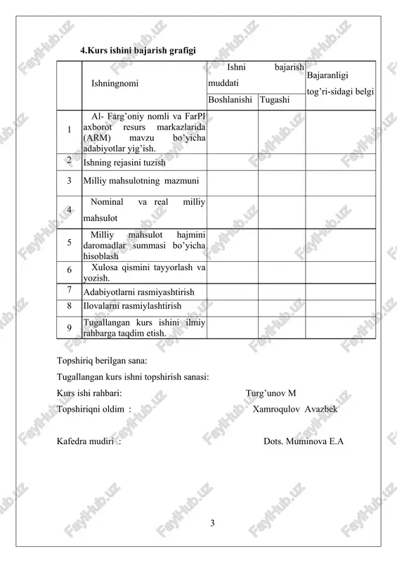 1.2 yalpi ichki mahsulot tushunchasi 15 ii bob. nominal va real yalpi milliy mahsulot 21 2.1 nominal va real yalpi milliy mahsulotni o’zgarish sur’atlari 21 2.2 milliy daromadni qayta taqsimlanishi 28 iii bob . milliy mahsulot hajmini daromadlar summasi bo’yicha hisoblash 33 3.1 kengaytirilgan takror ishlab chiqarish 33 3.2 yashirin ikkilamchi iqtisodiyot 35 xulosa 40 foydalanilgan adabiyotlar ro’yxati 42 kirish koronavirus pandemiyasining jahon miqyosida keng tarqalishi global inqirozni vujudga keltirdi. bu esa yalpi talab va taklifga, makroiqtisodiy barqarorlikka tashqi “zarba” boʻlib, oldingi iqtisodiy inqirozlardan koʻlami va zarari jihatidan katta farq qildi.qisqa vaqt oraligʻida pandemiyaning global miqyosda keng tarqalishi deyarli barcha davlatlardagi iqtisodiy va ijtimoiy vaziyatga salbiy taʼsir koʻrsatmoqda. binobarin, mamlakatlar iqtisodiyoti hech qachon bunday keng koʻlamli muammolarga duch kelmagan edi xususan, mamlakatimizda korrupsiyaga qarshi kurashish tizimi samaradorligini hamda sifatini oshirish, xalqaro maydondagi ijobiy imidjini oshirish maqsadida oʻzbekiston respublikasining 2017-yil 3-yanvarda qabul qilingan “korrupsiyaga qarshi kurashish toʻgʻrisida”gi qonuni, oʻzbekiston respublikasi prezidentining …