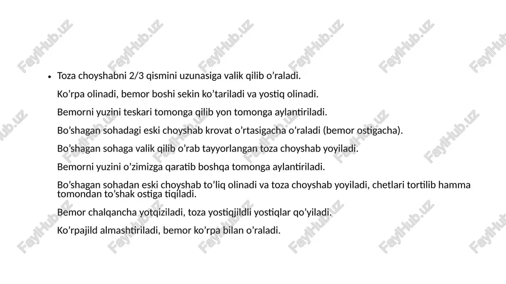 og‘ir axvoldagi bemorlarning o‘rin ko'rpalarini alishtirish - Page 3