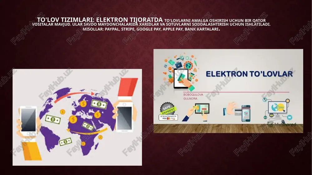 lari, to'lov tizimlari, va logistika vositalari onlayn savdoni yanada qulaylashtiradi. seo, ppc va affiliate marketing kabi terminlar marketing strategiyalarini rivojlantirishga yordam beradi, bu esa sotuvlarni oshiradi. mijozlarga xizmat ko'rsatish uchun crm, chatbotlar va jonli qo'llab-quvvatlash tizimlaridan foydalanish mijozlar bilan munosabatlarni yaxshilaydi. shuningdek, konversiyani oshirish va yetkazib berish jarayonlarini optimallashtirish elektron tijoratni muvaffaqiyatli boshqarish uchun zarurdir. umuman olganda, terminologiyaning to'g'ri qo'llanilishi onlayn biznesning samarali ishlashiga katta hissa qo'shadi. e’tiboringiz uchun rahmat image2.jpeg image3.jpeg image4.jpeg image5.jpeg image6.jpeg image7.jpeg image8.jpeg media1.mp4 image9.png /docprops/thumbnail.jpeg