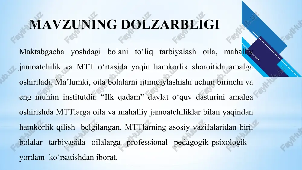 ta-onalar kengashi faoliyat yuritadi. bu kengashlar ota-onalar va o'qituvchilar o'rtasida aloqani mustahkamlash, bolalar rivoji va ta'lim sifatini yaxshilash uchun ishlaydi. ota-onalar bu kengashlarda faol ishtirok etib, ta'lim jarayoniga o'z hissalarini qo'shishadi. finlandiya maktabgacha ta'lim tizimi o‘zining yuqori sifatli ta'limi va samarali boshqaruvi bilan dunyo miqyosida mashhurdir. maktabgacha ta'lim tashkilotlarida hamkorlik, raqobat muhitini shakllantirish va jamoatchilik nazoratini kuchaytirish finlandiya tizimining asosiy tamoyillaridan biridir. finlandiyada maktabgacha ta'lim tizimi mahalliy darajada boshqariladi, lekin umumiy qoidalar va standartlar markazdan keladi. maktabgacha ta'lim tashkilotlari davlat tomonidan belgilangan qoidalarga amal qilib, ta'limning sifatini oshirishga harakat qiladilar. aqshda maktabgacha ta'lim tashkilotlari, davlat va xususiy sektor tomonidan boshqarilishi mumkin va ta'lim tizimining sifatini oshirishga qaratilgan ko'plab mexanizmlar mavjud. hamkorlik, raqobat muhitini shakllantirish va jamoatchilik nazoratini kuchaytirish aqshning maktabgacha ta'lim tizimida o'ziga xos o'rin tutadi. aqshda maktabgacha ta'lim tashkilotlari doimiy ravishda o'z faoliyatini baholashadi. bu jarayon ota-onalar va jamiyat a'zolari tomonidan amalga oshiriladi. ba'zi hollarda, mustaqil tahlilchilarga murojaat qilinadi. …