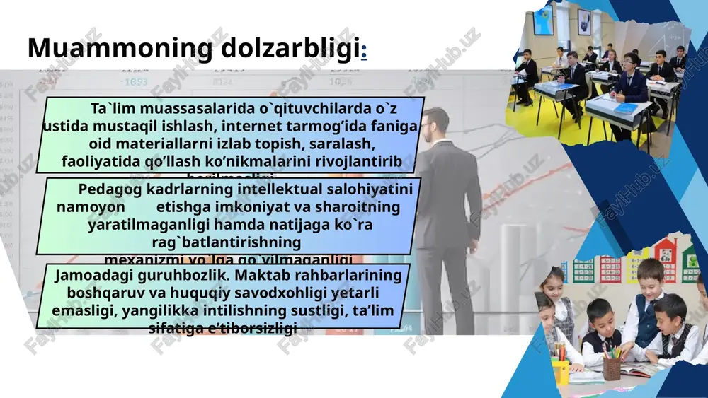 a adolatsiz boshqaruv holatlariga yo‘l qo‘yilishi mumkin. xorijda 1.singapurda sog’lom raqobat muhitini yaratishda ilg’or pedagoglar akademiyasi tashkil qilingan. bu akademiyada ilg’or tajribaga ega o’qituvchilar o’zaro tajriba almashishadi. 2. finlandiya ta’limida jamoaning barcha o‘qituvchilari birdek tenglik tamoyiliga amal qilishadi. adolatli rahbar prinsipiga qat’iy amal qilinadi. xulosa: maktabda pedagogik xodimlar o‘rtasida sog‘lom raqobat muhitini yaratishda erkin fikrlovchi va ishbilarmonlik xislatlariga ega kadrlarni rag‘batlantirish zarur. ta’lim sifatini oshirish uchun eng avvalo, bilimli va yangiliklarga intiluvchi o‘qituvchilarni saralab olish yoki shakllantirish kerak. rahbar o‘z maktabida sog‘lom raqobat muhitini yaratishda har bir xodimni eshita bilishni odat qilishi kerak. samarali va tenglik tamoyillari asosidagi boshqaruv jamoada sog‘lom muhitni cho‘qqiga olib chiqadi. xulosa o‘rnida shuni ta’kidlash kerakki, jamoada sog‘lom raqobat muhitini yo‘lga qo‘yish uchun eng avvalo direktor adolatli rahbar xususiyatlariga, tashabbuskorlik, tashkilotchilik, motivatorlik, liderlik, tanqidiy va mantiqiy fikrlsh, to‘g‘ri qaror qabul qila olish, zamonaviy va innovatsion g‘oyalarni ilg‘or sura olish, o‘z shaxsiy manfaatlaridan jamoa manfaatlarini ustun qo‘ya …