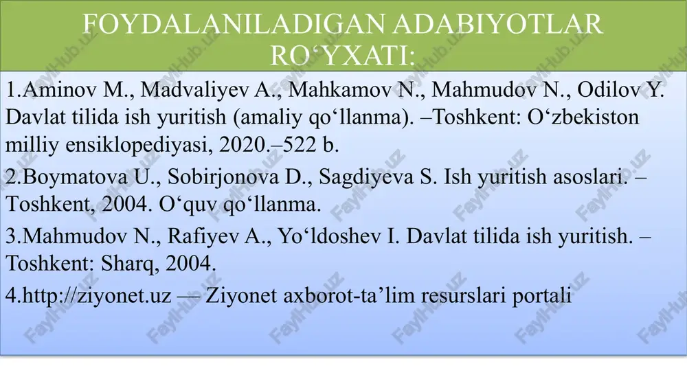 ishlar va axborot texnologiyalar bo‘yicha prorektori prof. a.ikromovga zamonaviy til o‘rgatish xonasining tashkil etilishi haqida bildirishnoma bildirishnoma matni (yozilish sabablari, xulosa, talab va takliflar). ilova: (zarur bo‘lsa). kutubxona mudirasi (imzo) s. usmonova vasiyatnoma – yozma vasiyat; fuqaroning oʻziga tegishli mol-mulki yoki bu mol-mulkka nisbatan huquqi vafot etgan taqdirda tasarruf etilishiga doir xohish-irodasi ifodalangan hujjat. oʻzbekiston respublikasi fk 1120-moddasiga binoan, fuqaro oʻzining barcha mol-mulkini yoki uning muayyan qismini qonun boʻyicha merosxoʻrlar doirasiga kiradigan, shuningdek, kirmaydigan bir yoki bir necha shaxsga, shu bilan birga yuridik shaxslarga, davlatga yoki fuqarolarning oʻzini-oʻzi boshqarish organlariga vasiyat qilishi mumkin. bu haqdagi vasiyatnoma qonunga muvofiq, shaxsan tuzilishi lozim, uning vakil orqali tuzilishiga yoʻl qoʻyilmaydi. vasiyatnoma vasiyatnoma yozilgan joyi va vaqti koʻrsatilgan holda yozma shaklda tuzilishi vasiyat qiluvchining oʻz qoʻli bilan imzolanishi, notarial tasdiqlangan boʻlishi zarur. agar vasiyat qiluvchi jismoniy nuqsonlari, kasalligi yoki savodsizligi tufayli vasiyatnomani oʻz qoʻli bilan imzolay olmasa, uning iltimosiga binoan notarius yoki qonunga muvofiq …