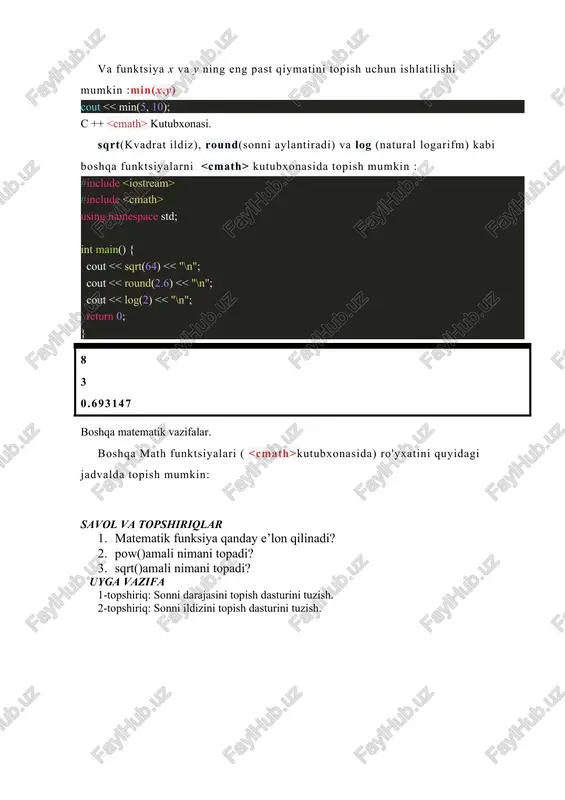 standart matematik funksiyalar (sarlavha fayli < math.h>) - Page 3