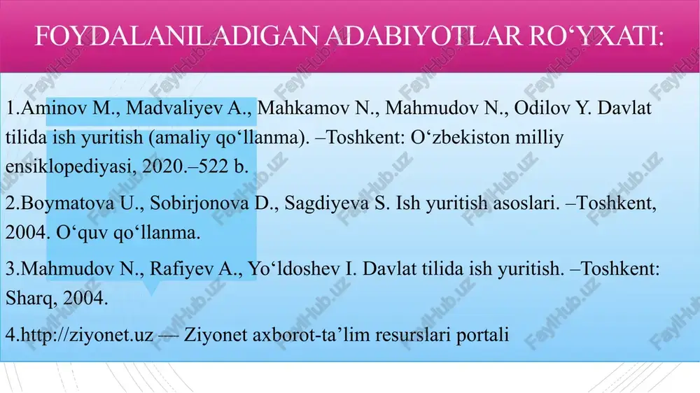 smida yig‘ilish o‘tkazilgan tashkilot nomi, bayonnoma sanasi, tartib raqami, yig‘ilish joyi, rais va kotibning ismi, familiyasi, qatnashuvchilar ro‘yxati va soni (15 kishidan oshmasa, ismi va familiyasi, lavozimi, ish joyi ko‘rsatiladi) keltiriladi. so‘ngra kun tartibi bosh harflar bilan yozilib, ikki nuqta qo‘yiladi va ko‘riladigan masalalar tartib raqami bilan beriladi. asosiy matndagi uch qism: eshitildi, so‘zga chiqd1lar, qaror qilindi so‘zlari ham bosh harflar bilan yozilgach, ikki nuqta qo‘yiladi va yangi satrdan ma’ruzachining ismi-familiyasi yoziladi. zaruriyat tufayli majlis davomida qabul qilingan qarorlardan ko‘chirmalar rasmiylashtiriladi. buyruqdan ko‘chirmada bo‘lganidek, bayonnomadan ko‘chirma ham imzo bilan tasdiqlanadi. bayonnomaning matni qismidan faqat tashkilot yoki shaxsga yetkazilishi kerak bo‘lgan bo‘laklargina olinadi. agar kun tartibida uch masala muhokama etilgan bo‘lsa, kerakli masala bo‘yicha qabul qilingan qaror olinadi. zaruriyat tufayli majlis davomida qabul qilingan qarorlardan ko‘chirmalar rasmiylashtiriladi. buyruqdan ko‘chirmada bo‘lganidek, bayonnomadan ko‘chirma ham imzo bilan tasdiqlanadi. bayonnomaning matni qismidan faqat tashkilot yoki shaxsga yetkazilishi kerak bo‘lgan bo‘laklargina olinadi. agar kun tartibida …