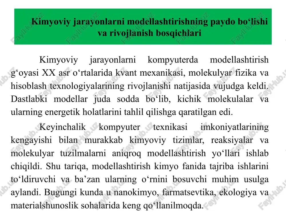 lanadi. 2. o‘rnatishdan oldingi sozlamalar disk va papka rejalashtiriladi. o‘rnatish uchun manzil (masalan, `c:\g16` yoki `/opt/g16`) tanlanadi; scratch uchun alohida disk bo‘limi ajratiladi. foydalanuvchilar va guruhlar belgilab qo‘yiladi (linuxda). bir nechta foydalanuvchi foydalanishi rejalashtirilsa, `gaussian` guruhi yaratiladi va kerakli foydalanuvchilar guruhga qo‘shiladi. kerakli tizim paketlari va kutubxonalar o‘rnatiladi. linux distributivi uchun rasmiy hujjatlarda ko‘rsatilgan `lib` paketlari (masalan, `libx11`, asosiy c/c++ kutubxonalari va boshqalar) o‘rnatiladi. 3. o‘rnatish: windows (ketma-ket) o‘rnatish paketi chiqariladi va `setup.exe` ishga tushiriladi. gui o‘rnatish oynasi orqali ko‘rsatmalarga amal qilinadi. o‘rnatish manzili tanlanadi. masalan `c:\g16` yoki tashkilot standart papkasi tanlanadi. qo‘shimcha komponentlar belgilanadi. gaussview yoki boshqa gui komponentlari kerak bo‘lsa, ular tanlanadi va o‘rnatiladi. mühit o‘zgaruvchilari qo‘shiladi (zarurat bo‘lsa). agar o‘rnatish avtomatik qilinmasa, `gauss_scrdir` va gaussian bin katalogi `path`ga qo‘shiladi. windows misoli (system properties → environment variables): `gauss_scrdir` = `c:\gaussian_scratch` kabi belgilanadi. `path` ga `c:\g16\bin` yo‘li qo‘shiladi. litsenziya joylanadi va faollashtiriladi. litsenziya fayli ko‘rsatilgan manzilga joylanadi yoki litsenziya …