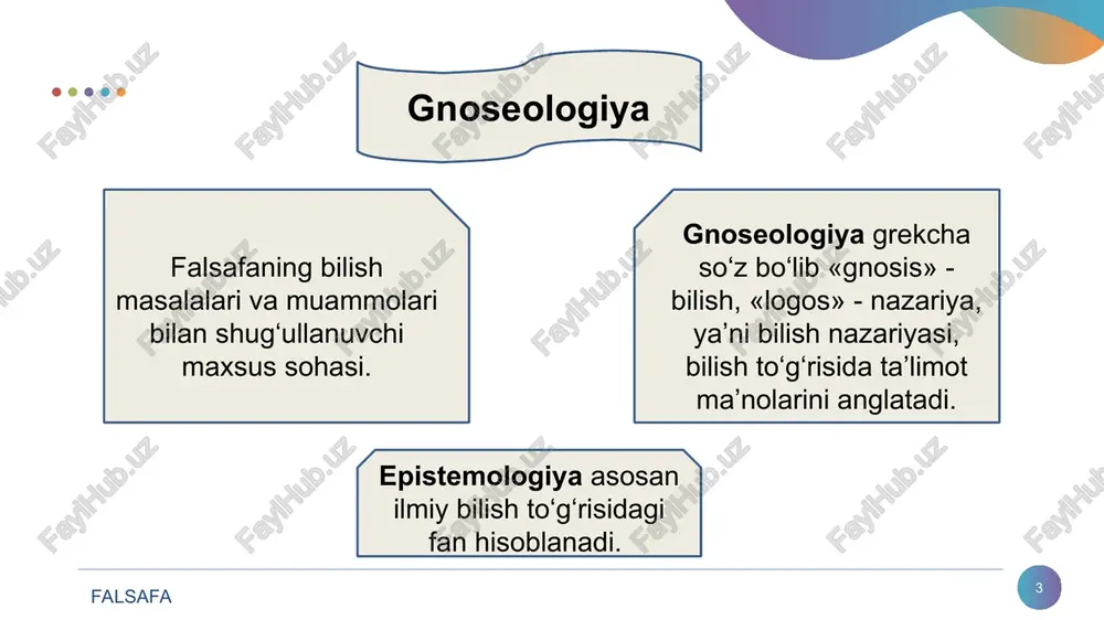 ondan tashqarida ekanligini, uning insonga bog‘liq emasligini anglatadi. haqiqat amaliyotni yanada rivojlantirish uchun imkoniyat borligini, unga xizmat qilishga odamlarda ishonch hosil qilgandagina tan olinadi. mutloq va nisbiy haqiqatlar dialektik munosabatda bo‘ladi. inson tafakkuri o‘z tabiatiga ko‘ra mutloq haqiqatni ochish imkoniyatiga ega. mutloq haqiqat nisbiy haqiqatlar yig‘indilaridan tashkil topadi. har bir nisbiy haqiqatda mutloq haqiqat elementi, zarrasi bor. nisbiy haqiqat ob’ektiv olamning inson ongida nisbatan to‘g‘ri in’ikos etishidir amaliyot va fan taraqqiyotida bu haqiqat tobora takomillashib boradi. nisbiy haqiqatni e’tirof qilish mutloq haqiqatni inkor etish emas. falsafa * foydalanilgan adabiyotlar ro‘yxati: 1. tulenov j. qadriyatlar falsafasi. – t.: o‘zbekiston, 1998. 2. falsafa. axmedova m. tahriri ostida.- t.: o‘fmj, 2006. 3. shermuxamedova n.a. falsafa. -t.: noshir, 2012. 4. j.tulenov., g.tulenova., k.tulenova. falsafa. –t.: fan va texnologiya, 2016. 5. g.tulenova., d. sagdullaeva falsafa. (o‘quv qo‘llanma). – t.: aloqachi, 2019. falsafa * e’tiboringiz uchun rahmat! toshkent amaliy fanlar universiteti ijtimoiy fanlar kafedrasi raxmonov do’stmurod …