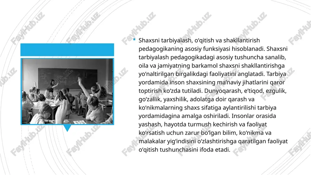 alohida predmeti metodikasi xususiy didaktika sanaladi. ammo bu xil chegaralanish anchagina shartlidir. chunonchi, adabiyot oʻqitish metodikasi didaktikaga nisbatan xususiy didaktika hisoblanadi, ayni vaqtda, u mumtoz adabiyot tarixini oʻrganish metodikasi, chet el adabiyotini oʻrganish metodikasi, xalq ogʻzaki ijodini oʻrganish metodikasiga nisbatan umumiy metodika vazifasini bajaradi. xususiy metodikalar umumiy didaktikaga tayangan va uning nazariy umumlashmalariga asoslangan holdagina rivojlana oladi. pedagogikaning jismoniy yoki ruhiy rivojlanishida nuqsoni boʻlgan bolalar rivojlanishining ruhiy-jismoniy xususiyatlarini, ularni tarbiyalash, oʻqitish va shakllantirishdagi oʻziga xosliklarini hisobga olib ish koʻradigan tarmogʻi defektologiyadir. defektologiya bolaning qanday jismoniy nuqsonga egaligi hamda ularga beriladigan taʼlim-tarbiyaning yoʻnaltirilganligiga qarab tiflopedagogika, surdopedagogika, oligofrenopedagogika, logopediya singari tarmoqlarga boʻlinadi. jahon yoki milliy tarbiya nazariyasi, didaktika fani hamda amaliyoti jamiyat taraqqiyotining turli davrlarida qanday mazmun-mundarija, shakl-shamoyil kasb etganligi, qaysi usul va shakllardan foydalanib ish koʻrganligi, qanday natijalarga erishganligi kabi masalalar pedagogika tarixi fani tomonidan tadqiq etiladi. xx asr boshlaridan qiyosiy pedagogika fani pedagogikaning alohida tarmogʻi sifatida dunyoga keldi. unda jahondagi …