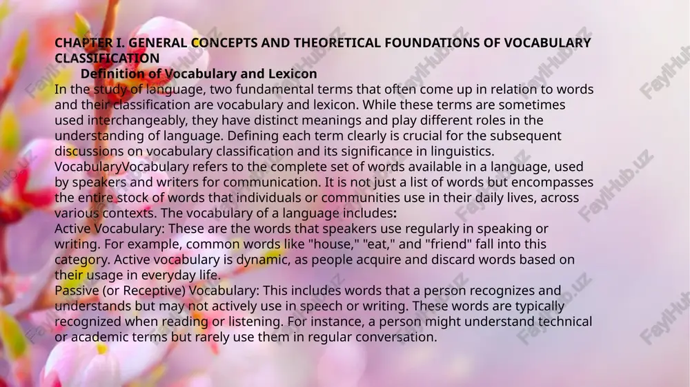 (informal, everyday speech), and technical vocabulary (used in specialized fields such as medicine, law, etc.).the lexicon of a language refers to the mental repository of all the words and their meanings that a speaker of the language knows. it is often described as the "mental dictionary" and includes not only the words themselves but also information about how they are used, their grammatical properties (such as part of speech), and their relationships with other words (such as synonyms, antonyms, or collocations).the lexicon includes all the words, both common and rare, that a language speaker is capable of recalling and using when necessary. it is much more extensive than an individual’s active or passive vocabulary, as it also encompasses the historical, etymological, and contextual information about words. in addition to individual words, the lexicon includes: word forms: variants of a word based on tense, plural forms, or other grammatical constructions (e.g., …