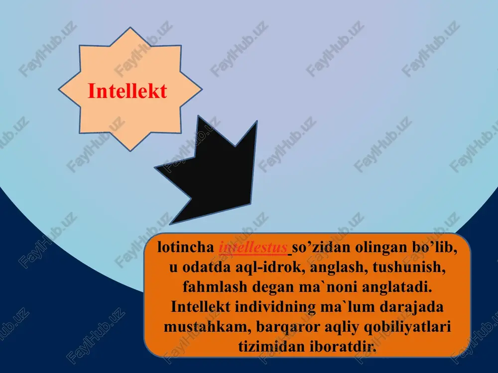 i hal qilish uchun mustaqil yo‘l-yo‘riq qidiradi. 2.o‘qituvchi muammoni talabaga mustaqil ravishda ta’riflash vazifasini qo‘yadi 3.o‘qituvchi talabalarga muammoni hal qilishga, uni ta’riflashga, yechish usullarini qidirib topishga yo‘llanma beradi. 1.o‘quvchining matematikaga ochiq-oydin (ba’zan haddan tashqari zo‘r) qiziqish ko‘rsatishi yoki namoyish qilishi, hech kim majbur qilmay turib, o‘zining bo‘sh vaqtini sarflab, matematika bilan bajonidil, barqaror, anglashilgan motivga asoslanib shug‘ullanishga moyilligi. 2.muayyan matematik ko‘nikma va malakalarni odatdagidan kichikroq yosh davrida o‘zlashtirish qobiliyati. 3.matematikani o‘zlashtirish sohasida tez sur’atlar bilan olg‘a sari siljib borishi 4.matematik taraqqiyot va yutuqlarni qo‘lga kiritish bo‘yicha yuqori darajaga erishganligi. e`tiboringiz ucun raxmat! image1.jpeg image2.jpeg image3.jpeg image4.jpeg /docprops/thumbnail.jpeg