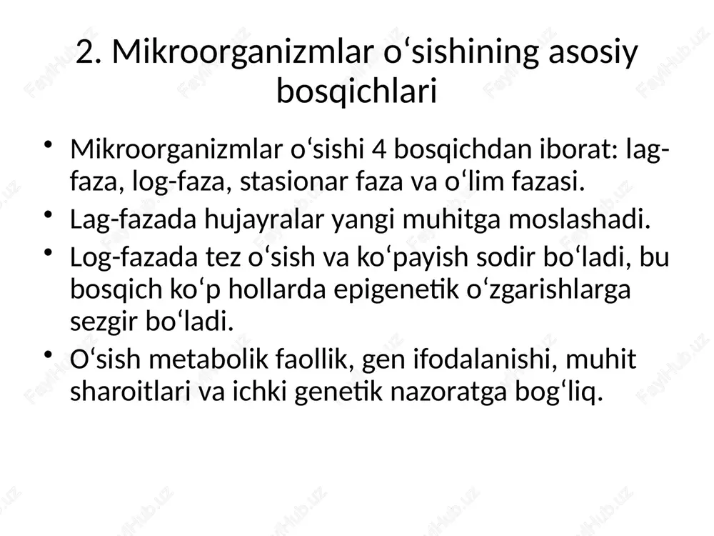 , toksik moddalar epigenetik javobni faollashtirishi mumkin. bu modifikatsiyalar orqali moslashuvchanlik ortadi. o‘rganishlar ko‘rsatmoqda: ba’zi epigenetik holatlar nasldan-naslga o‘tishi mumkin (epigenetik meros). 11. genetik va epigenetik bog‘liqlik genomda joylashgan genlar epigenetik darajada tartibga solinadi. ba’zi mutatsiyalar epigenetik mexanizmlarning faoliyatini kuchaytirishi yoki kamaytirishi mumkin. epigenetik o‘zgarishlar oraliq bosqich bo‘lib, doimiy genetik o‘zgarishlarga olib kelishi mumkin.