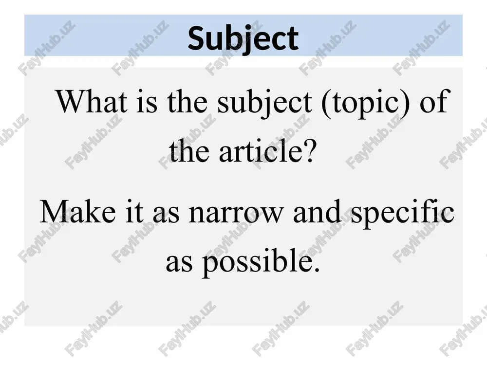 capitalization. doing the writing keep to the subject keep to the structure of a scientific article: title author name(s) and address(es) abstract introduction main body of manuscript conclusion/summary acknowledgments references cited illustrations and figure captions tables keep to the style be concise be consistent break your writing into short sessions use the passive voice prefer the specific to the general tips on style and word choice that can make writing clear and persuasive title needs to succinctly encapsulate the subject of the article (use key words to do this) to tell the reader what it is about; should be interesting to catch the reader’s attention and make him want to read it; shouldn’t be long (most effective titles are fever than ten words, think of it as a label, leave out nonessential words and phrases and similar descriptors phrased another way, think of google keywords. if you wouldn’t ask google …