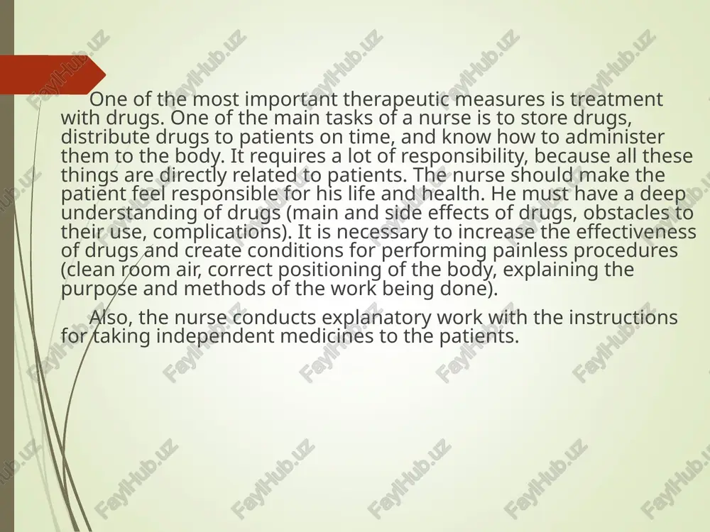 one direction; 2) slightly pull the injection site; 3) while keeping the needle parallel to the body, insert only the last end; 4) put your left hand on the piston and then slowly press it to send the medicine; 5) remove the needle by pressing it on a cotton pad moistened with alcohol at the injection site. subcutaneous injection this injection is given deeper, 15 mm under the skin. places to be done: outer surface of shoulder and back, subscapular area, anterior abdominal wall. a 20 mm long, 0.4 mm cross-section needle is used for subcutaneous injection. procedure: we clean the injection site on the skin with two cotton swabs moistened with alcohol (or iodine), first we clean the large area, and then only the injection site; 2.squeeze the skin to be injected with the left hand; 3. the needle is inserted under the skin at an angle of 450 …