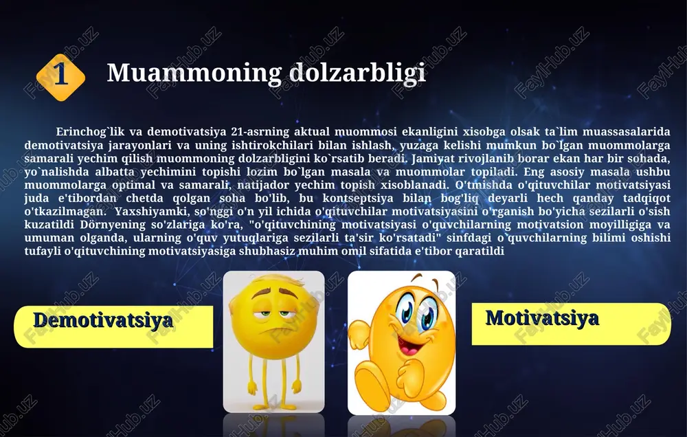 ishida mustaqil qarorlar qabul qilish imkoniyatini berish, ularning ishga bo'lgan mas'uliyatini oshiradi. vazifalar (task): 4 xodimlarning kasbiy o'sishi va rivojlanishi uchun shart-sharoitlarni yaratish. demotivatsiya ega bo`lgan xodimlarni turli vazifalar bilan band qilish, qaysidur manoda ishonch bildirish maktabda xodimlarni demotivatsiyaga olib kelgan sabablarni aniqlash 4001 lik xisob raqam orqali xodimlarni moddiy va manaviy jihatdan qo`llab quvvatlash orqali demotivatsion jarayonga yaqinlashtirmaslik (albatta mehnati va natijasi xiosbga olinadi) maktabda ijobiy muhit yaratish , maktabni o`z uyidek sevisga o`rgatish xodimlar bilan konstruktiv muloqotni yo‘lga qo‘yish: samarali muloqot kanallarini o‘rnatish, jumladan, muntazam uchrashuvlar, g‘oyalar va tashvishlarni muhokama qilish uchun ochiq eshiklar siyosatiini yuritish xodimlarning motivatsiyasi va unumdorligi darajasini tizimli o`rganib borish, xar bir xodim uchun tashxis qoya olish va motivatsion davolash. ularni bartaraf etish bo'yicha chora-tadbirlar rejasini puxta ko`rinishda shakllantirish. demotivatsiyaga ega xodimlarning muommosi bilan xaftalik aniq va natijadorlik bilan ishlash xodimlarning g'oyalari va tashabbuslari bilan motivatsion ravishda ishlash. ular bergna g`oyalarni amaliyotga joriy etish …