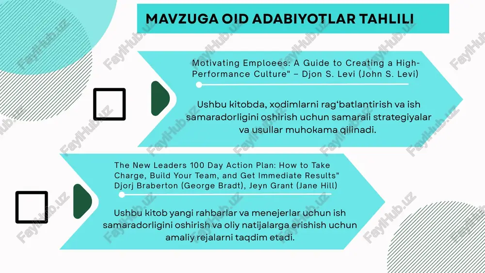 va soha bo‘yicha mahalliy yo‘nalishlar bilan cheklanadi. o‘zbekistonda xodimlarni moliyaviy rag‘batlantirish tizimi keng qamrovli emas. muammo yuzasidan xorijiy tajribalarni oʻrganilganligi yaponiyada moliyaviy rag‘batlantirish tizimi rivojlangan, o‘qituvchilarga muntazam ravishda bonuslar, imtiyozlar va ta’lim natijalariga qarab moliyaviy rag‘batlantirish mavjud. hamda, jamoa ishi va hamkorlik muhim o‘rin tutadi. o‘qituvchilarning professional rivojlanishiga katta ahamiyat berilgan va muntazam ravishda treninglar va mentorlik tizimlari amalga oshiriladi. o‘zbekistonda xodimlarni moliyaviy rag‘batlantirish tizimi keng qamrovli emas. maoshlar va bonuslar ko‘pincha ma’muriy chegaralangan bo‘ladi, va rag‘batlantirish mexanizmlari yetarli darajada rivojlanmagan o‘zbekistonda kasbiy rivojlanish dasturlari va treninglar sof siyosiy va moliyaviy resurslarga bog‘liq bo‘lgan holda mahalliy va soha bo‘yicha mahalliy yo‘nalishlar bilan cheklanadi. o‘zbekistonda xodimlarni moliyaviy rag‘batlantirish tizimi keng qamrovli emas. ta’lim islohotlari keng qamrovli va tizimli yaponiyada kasbiy rivojlanish uchun regulyatsiyalangan dasturlar va treninglar mavjud. o’zbekiston yaponiya tajriba almashish dasturlari: ta’lim muassasalari o‘rtasida tajriba almashish va hamkorlik dasturlarini tashkil etish. masalan, muvaffaqiyatli pedagoglar boshqa muassasalarga borib, tajriba almashishlari mumkin. …