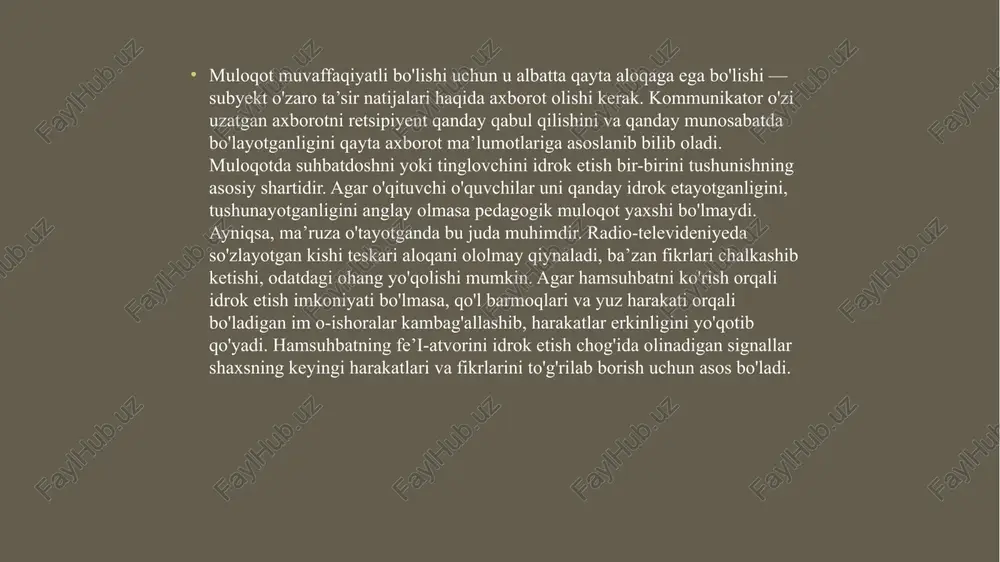 gik ta’lim uchun juda muhim omil bo'lib hisoblanadi «muloqotmandmisiz?» testi quyidagi savollarga javob berib, muomalangiz xususida ma’lum xulosaga kela olasiz. tavsiya qilingan javoblardan o'zingizga mosini tanlab, so'ng ularning raqamini yozib oling (m, la, 2d, 3d). 1. sizni yaqin odamingiz mehmonga taklif qilsa, uni qabul qilasizmi? a) ha; b) faqat ayrim hollarda; d) yo’q. 2. faraz qiling, mehmondorchilikda o'zingizga do'st deb hisoblamaydigan odamning yoniga o'tirishga majbursiz, siz o'zingizni qanday tutasiz? a) unga e’tibor qilmaysiz; b) faqat uning savollariga javob berasiz; d) u bilan erkin suhbat qurishga harakat qilasiz. 3. ma’lum bir xonadonning eshigini taqillatmoqchi bo'ldingiz. qo'qqisdan xonadonda bahs ketayotganligini eshitib qoldingiz, siz endi nima qilasiz? a) baribir taqillatasiz; d) taqillatmay ketib qolasiz. b) bahs tugaguncha kutasiz; 4. mehmonda siz yoqtirmagan taomni taklif qilishsa, nima qilgan bo'lardingiz? a) majburan yeysiz; b) bu taomni iste’mol qilmasligingizni aytasiz; d) ishtahangiz yo'qligini bahona qilasiz. 5. odatda xontaxtadan qanaqa taomni tanlaysiz? a) eng yaxshisini; b) eng …