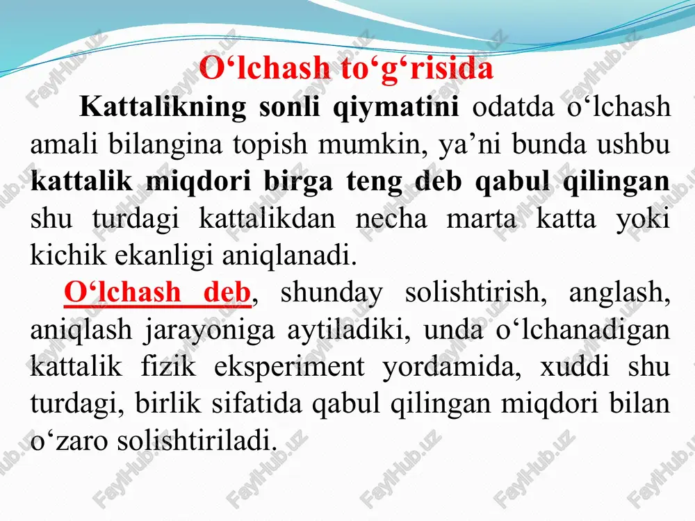 ‘lchashlar va umuman o‘lchash texnikasida keng o‘rin olgan asboblardan hisoblanadi. bu turdagi asboblarda ko‘rsatuv qaydnomasi uzluksiz (funksional) ravishda o‘lchanayotgan kattalik bilan bog‘liqlikda bo‘ladi. bevosita ko‘rsatuvchi elektr o‘lchash asboblari, (xususan elektromexanik asboblari) ikki asosiy qismdan, ya’ni o‘lchash zanjiri va o‘lchash mexanizmidan iborat deb qarash mumkin anolog o‘lchash asboblarining strukturaviy sxemasi bevosita baxolash ususli o’lchanayotgan kattalik miqdorini bevosita o’lchash asbobning hisoblash qurilmasi bo’yicha bevosita topish imkonini beradi. masalan, bosimni prujinali manometr bilan, massani tsiferblatli tarozida, tok kuchini ampermetr bilan o’lchash va h’akazo. differentsial usul (ayirmali usul) o’lchanayotgan va malum kattaliklarning ayirmasini o’lchashni xarakterlaydi. masalan, gaz aralashmasi tarkibini havoning issiqlik o’tkazuvchanligiga taqqoslash yo’li bilan issiqlik o’tkazuvchanlik bo’yicha o’lchash. g’oyatda aniq o’lchashlarda o’lchov bilan taqqoslash usuli qo’llaniladi. bunda o’lchanayotgan kattalik o’lchov yordamida topilgan kattaliklar bilan taqqoslanadi. masalan, o’zgarmas tok kuchlanishni e.yu.k normal element e.yu.k iga teng bo’lgan taqqoslash kompensatorida o’lchash yoki massani pasangli tarozilarda muvozanatlashtiruvchi toshlar bilan o’lchash. nol (kompensatsion) usul o’lchanayotgan kattalikni qiymati …