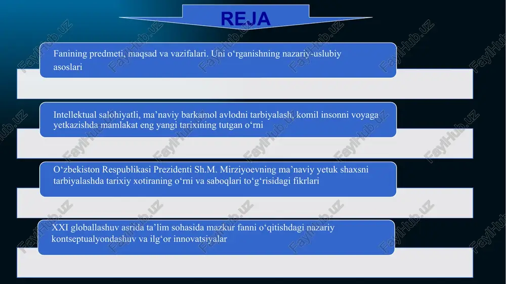 shuningdek, bu davrda ijtimoiy-siyosiy hayotimizga yangi iboralar, xususan, «xalq bilan muloqot», «harakatlar strategiyasi», «xalq qabulxonalari», «virtual qabulxona», «tanqidiy tahlil», «qat’iy tartib-intizom», «yo‘l xaritasi», «arzon uylar», «kafolatlangan xavfsizlik», «innovatsiya», «texnoparklar», «raqamli iqtisodiyot», «transformatsiya», «o‘zbekistonda yangi uyg‘onish – uchinchi renessans» kabi tushunchalar kirib keldi va hayotimizning ajralmas qismiga aylandi. tarix fani va unga oid bilimlar jamiyat manfaatlariga, insonlarning ma’naviy dunyosiga ijobiy ta’sir qilishi, kishilarda tarixiy xotira, ajdodlar merosidan faxrlanish tuyg‘usini uyg‘ota olishi lozim. bu borada prezidentimiz shavkat mirziyoev 2018-yil 28-dekabrda oliy majlisga qilgan murojaatnomada o‘z fikrlarini bayon qilgan: «…vatanimizning qadimiy va boy tarixini o‘rganish, bu borada ilmiy-tadqiqot ishlarini kuchaytirish, gumanitar soha olimlari faoliyatini har tomonlama qo‘llab-quvvatlashimiz lozim. o‘tmishga berilgan baho albatta xolisona, eng muhimi, turli mafkuraviy qarashlardan xoli bo‘lishi zarur», degan edi. aynan ushbu murojaatnomada xalqimiz tarixi, moddiy va ma’naviy madaniyatini keng jamoatchilikka etkazish hamda jahon miqyosida targ‘ib qilish maqsadida o‘zbekiston milliy teleradiokompaniyasi negizida «o‘zbekiston telekanali» ni tashkil qilish taklifini ilgari surgan …