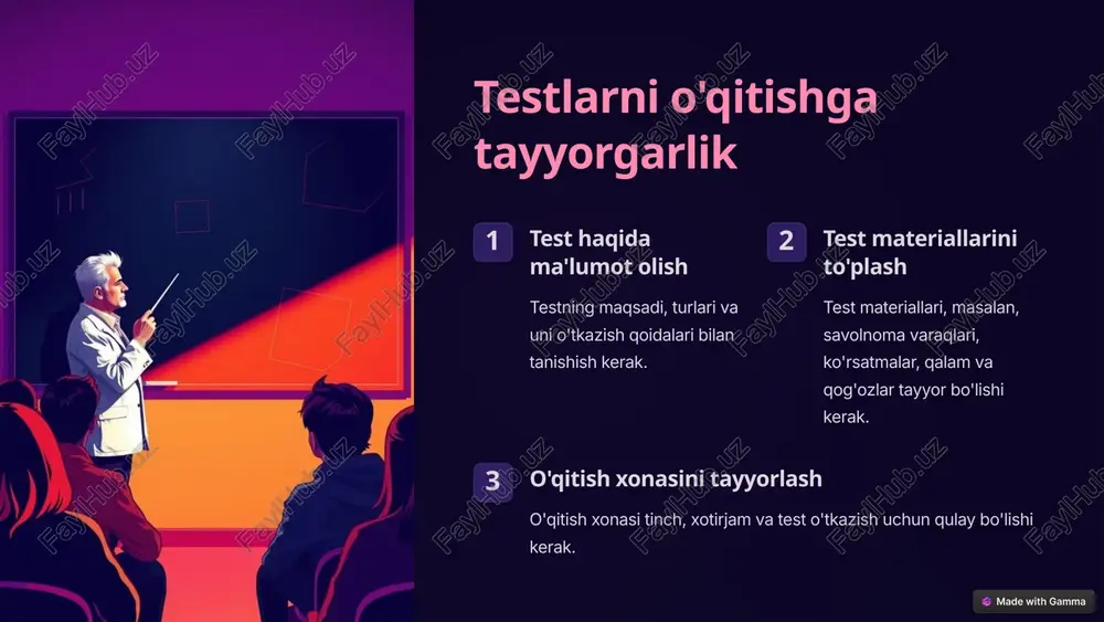va ularni faqat test qatnashchisi va test o'tkazishga vakolatli shaxslargina bilib olishi mumkin. 4 xulosa chiqarishda ehtiyotkorlik test natijalarini talqin qilishda ehtiyotkorlik bilan yondashish kerak, chunki ular faqat bitta omilni aks ettirishi mumkin. 8 psixologik testlarni o'qitish va tahlil qilishda yangi yondashuvlar 1 kompyuterlashtirish psixologik testlarni kompyuterlashtirish bu jarayonni yanada tez va osonlashtiradi. 2 mobil ilovalar mobil ilovalar orqali testlarni o'tkazish imkoniyati paydo bo'ldi, bu testlarga kirishni osonlashtiradi. 3 sun'iy intellekt sun'iy intellekt texnologiyalari test natijalarini tahlil qilishni avtomatlashtirishga yordam beradi. 4 big data big data texnologiyalari test natijalarini katta hajmdagi ma'lumotlar bilan solishtirishga imkon beradi, bu test natijalarini talqin qilishni yaxshilaydi. 9 xulosa psixologik testlarni o'qitish va tahlil qilish psixologik xizmatlarni takomillashtirishda muhim rol o'ynaydi. ushbu jarayonni samarali amalga oshirish uchun testning ishonchliligini va mosligini tekshirish, maxfiylikni ta'minlash va natijalarni ehtiyotkorlik bilan talqin qilish kerak. yangi texnologiyalar, masalan, kompyuterlashtirish va sun'iy intellekt, psixologik testlarni o'qitish va tahlil qilishni yanada …