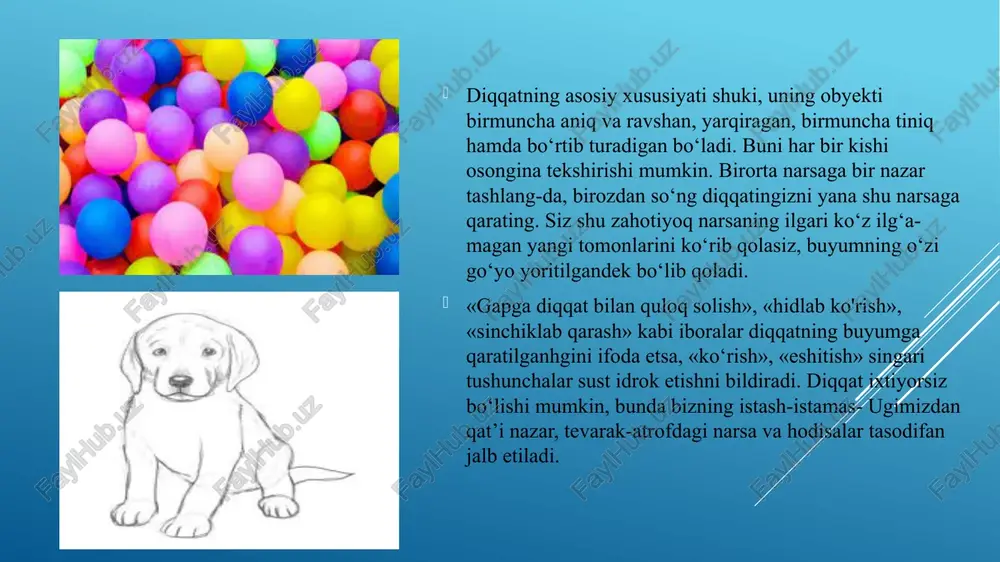 - lish. xotiraning eng kuchli turi. ensa bo‘lagi eshituv eshituv analizatori orqali qabul qilingan axborotlami eslab qo- lish. xotiraning biroz sust turi. chakka bo‘lagi harakat harakat analizatori orqali qabul qilingan axborotlami eslab qolish.masalan, asosan harakat faoliyati orqali bajariladigan ishlar (tibbiy muolajalar, ustachilikva shu kabi jismoniy faoliyat turlari) umumiy sezgi umumiy sezgi (og'riq, harorat, taktil) analizatorlari orqali qabul qilingan axborotlarni eslab qolish. hidlov hidlov analizatori orqali qabul qilingan axborotlarni eslab qolish.masalan, gulninghidi, atiming hidi va hokazo. ta’m bilish ta’mbilish analizatori orqali qabul qilingan axborotlarni eslab qolish.masalan, achchiq, sho‘r, shirin va hokazo. . xotira patologiyasi xotira buzilishlari ichida konfabulyatsiya (soxta xotira) lar alohida o‘rin tutadi. bunda bemor voqealarni real shaxsiy hayotda boshidan kechirgandek tuyuladi, masalan, boshqa odamlaming tajribasini. bu holat peshona sohasi zararlanganda va og‘ir ruhiy kasalliklarda ko‘p uchraydi. quyidagi misol bunga yaqqol dalil bo‘la oladi. bosh miyaning oldingi arteriyasi sohasiga qon quyilgan bemorda konfabulyasiyaning yaqqol belgilarini kuzatgan edik. bemordan «kecha nimalar …