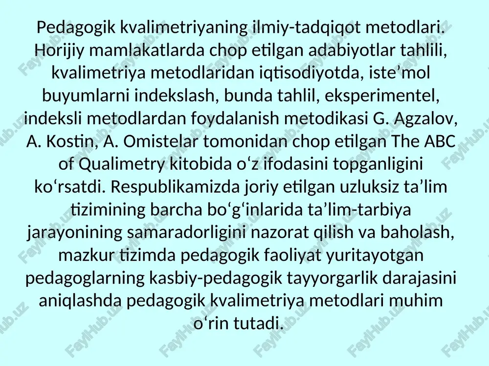 ta’lim-tarbiya jarayonida pedagogik kvalimetriya metodlaridan foydalanish muammolari - Page 3