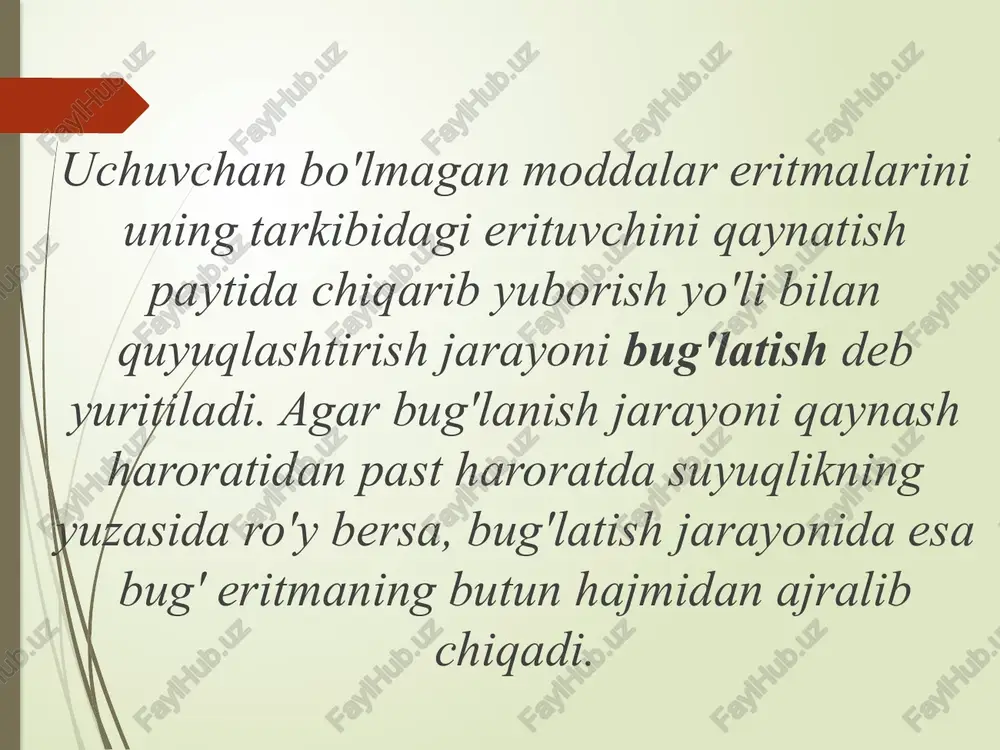 a majburiy sirkulyasiya bilan ishlaydigan qurilmalar uchun kamida 3 s bo'lishi kerak. korpuslar soni juda ko'payib ketsa, haroratlar yo'qotilishining yig'indisi qurilmadagi haroratlarning umumiy farqiga teng yoki undan ham ortib ketishi mumkin. bunda eritmalarni bug'latish mumkin bo'lmay qoladi. 14 foydalanilgan adabiyotlar ro'yxati : 1. charles e. thomas process technology equipment end sustems, 4th yedition, cengage learning stamford usa, 2015. 2. n.r. yusufbekov. h.s. nurmuxammedov. s.g. zokirov. kimyoviy texnologiya asosiy texnologik jarayonlari. –t. “sharq” 2015. 838 b. 3. anshteyn v.g. protsessi i apparati ximicheskoy texnologii uchebnik v 2-xkn spb: ebs lan 2019, -916s 4.ponikarov i.i. ponikarov s.i. rachkovskiy s.v, raschet mashin i apparatov ximicheskiy proizvodstov i nefti pererabotki. uchebnoye posobiye 4 –ye izd. ster spb: ebs lan. 2020-216s. 5. smirnov n.n. albom tipovoy ximicheskoy apparaturi (prinsipialniye sxemi appratov). uchebnoye posobiye. spb.: ebs lan, 2019. 68 image1.jpeg image2.png image3.png image4.png