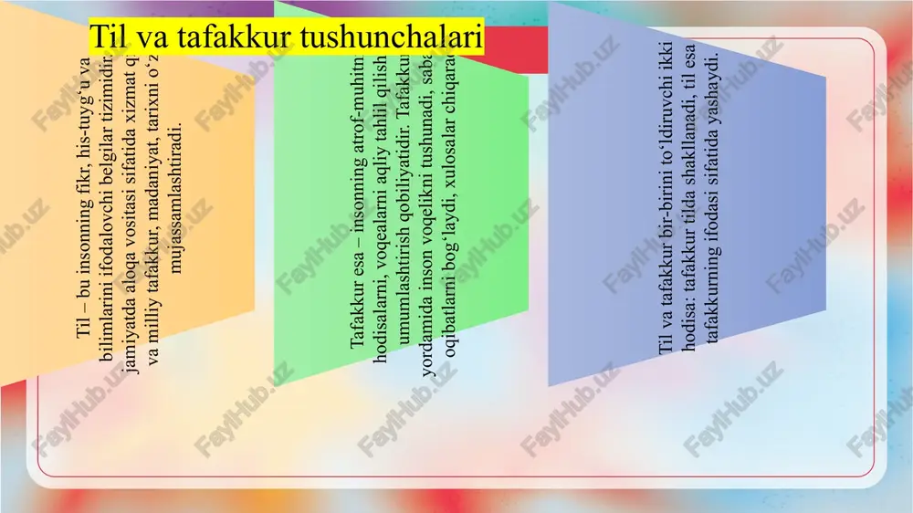 til va tafakkur, til va nutq munosabatlari slayd - Page 3