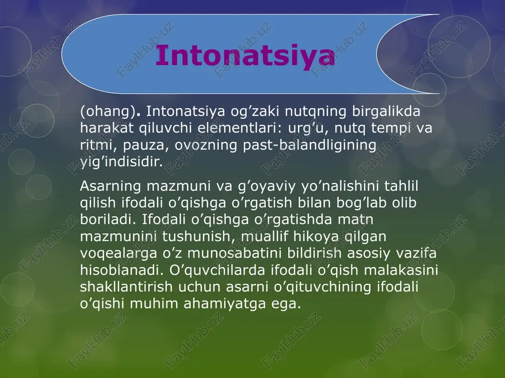 dalay olishdir. ongli o`qish savod o'rgatish murakkab jarayon. ana shunday muhim va murakkab vazifani hal etish uchun o'qituvchi ta'lim metodlarini to'g'ri va o'rinli qo'llash, darsning har bir minutidan unumli foydalanishi va darsda o'quvchilarning tayyorgarlik darajalari hamda o'zlashtiruvchanlik qobiliyatlariga muvofiq ish olib borishi lozim. savod o'rgatishning alifbe davridagi o'qish darslarida quyidagi vazifalar o'qituvchi tomonidan bajartiriladi: -- o'quvchilarning nutq, gap, so'z, bo'g'in, tovush haqidagi tushunchalarini to'g'ri shakllantirish ; -- unli va undosh tovushlarni va harfni farqlash; -- bir bo'g'inli so'zlarni butunicha va ko'p bo'g'inli so'zlarni qismlarga bo'lib o'qishni o'stirish; -- so'zi tushurilib berilgan gaplarni to'ldirib o'qishga o'rgatish; -- syujetli rasmlar asosida to'rt- besh gapli hikoyachalar tuzish va uni gapirib berishga odatlanish; foydalanilgan adabiyotlar. 1. umumiy o’rta ta’limning dts o’quv dasturi. 2. q. abdullayeva va boshqalar. “savod o’rgatish metodikasi”. “o’qituvchi” 1996 3. t. jabborova. x. g’ulomova. g. eshturdiyeva. 1-sinfda savod darslari. 4. birinchi sinf uchun dasturlar. “o’qituvchi” 1996 5. boshlang’ich ta’lim jurnallari. ;