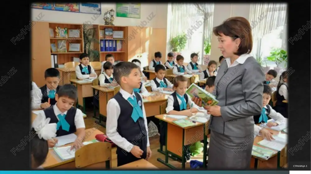 shda individual farqlarni hisobga oladi; masalan, sekin yozuvchi bolalarga qo’shimcha mashq beradi stranitsa 7 perviy navik vtoroy navik tretiy navik zaklyuchenie 7 3–4-sinflarda husnixat daqiqasining mazmuni va tashkil etilishi 3–4-sinflarda husnixat daqiqalari dars jarayonida 8–10 daqiqa ajratilib, yozuv malakalarini mustahkamlashga xizmat qiladi. bu bo’limda mazmun va tashkillashtirishni chuqur tahlil qilamiz. husnixat daqiqasi dars boshida yoki o’rtasida o’rin olib, yozuv malakalarini mustahkamlash maqsadini ko’zlaydi. pedagogik dalil sifatida, b.f. skinnerning operant shartlantirish nazariyasi bo’yicha, qisqa mashqlar malakani avtomatlashtiradi. stranitsa 8 bosma va yozma harflarni takomillashtirish usullari bosma va yozma harflarni takomillashtirish genetikusul (soddadan murakkabga) va ritmik usullar orqali amalga oshiriladi. pedagogik dalil sifatida, j. piagetning kognitiv rivojlanish nazariyasi bo’yicha, harf elementlarini tahlil qilish tafakkurni rivojlantiradi.bosma harflar kitobdagi shakl bilan taqqoslanadi, yozma harflar esa bog’lanish orqali takomillashtiriladi. dalil sifatida, tadqiqotlar shuni ko’rsatadiki, ritmik usul (sanoq bilan yozish) grafik xatolarni 25% kamaytiradi. 3–4-sinflarda tez yozuvga o’tishda qo’l harakatini mashq qildirish muhimdir.3-sinfda «o» harfini aylana …