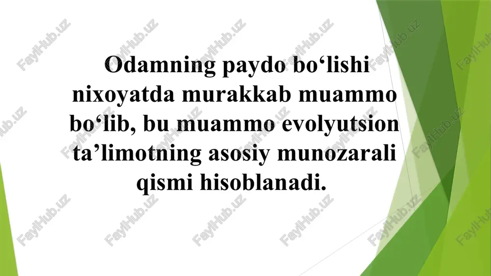 g bo‘lishi, jabra yorig‘i, orqa miya kanali, ikki tomonlama simmetriya va boshqa belgilar odamni xordalilar (chopdata) tipiga kirishidan dalolat beradi. umurtqa pog‘onasining bo‘lishi odamni umirtqalilar (vertabrata) kenja tipiga taaluqliligini bildiradi. issiqqonlik, sut bezi, gavdaning jun bilan qoplanganligi bilan ular sut emizuvchilar (mammalia) sinfiga taaluqlidir. embrion yo‘ldosh orqali ona organizmidan oziqlanishi tufayli yo‘ldoshlilar (eutheria) kenja sinfiga kirgiziladi, ko‘plab belgilar odamni primatlar (primates) turkimiga, nomo avlodiga mansubligini bildiradi. odam tor burunlilar kenja turkumiga kiradi. zamonaviy odamsimon maymunlar-shimpanze, gorilla, orangutan, gibonlar 10-15 mln yil oldin odam bilan umumiy bo‘lgan ajdoddan ajralib chiqqan. odamning kelib chiqishi antropogenez deyiladi. odam bilan hayvonlar tuzilishidagi o‘xshashliklar. odam organizmidagi ko‘pgina organlar, ularning tuzilishi, joylashuvi ko‘p jixatdan umurtqali hayvonlarga o‘xshaydi, odam bilan umurtqali hayvonlarning skeleti, tana, kalla, qo‘l va oyoq suyaklaridan tashkil topgan bo‘lib, tayanch vazifani bajaradi, masalan, odamning qo‘li, qushlarning qanoti, sudralib yuruvchilarning, amfibiyalarning oldingi oyoqlari asosan yelka, bilak, tirsak, kaft usti, va barmoq suyaklaridan tashkil topgan. orqa …