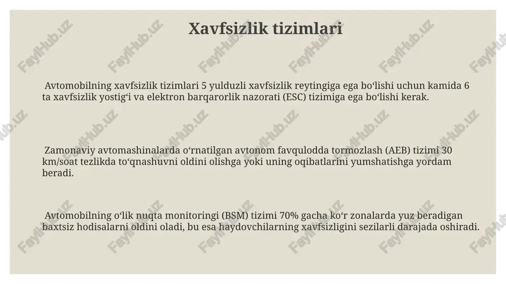 l tutumining asosiy parametrlariga yo'nalish barqarorligi (0.8g gacha), burilishdagi yuqori tezlikdagi yotqizilish burchagi (15 gradusgacha), va harakatning prognozlanuvchanligi kiradi. e'tiboringiz uchun rahmat @taqdimot_robot