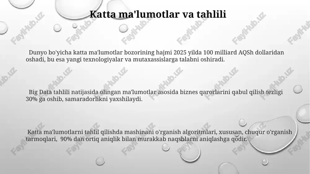 nish uchun kuchli parollardan foydalanish va antivirus dasturlarini o'rnatish muhim. ict ta'limi va rivojlanishi axborot-kommunikatsiya texnologiyalari ta'limi sohasida 2000-yillardan boshlab onlayn o'quv resurslari soni keskin oshdi, bu esa 50% dan ortiq talabalarning o'qish jarayonida ulardan foydalanishiga olib keldi. o'quv jarayoniga virtual va kengaytirilgan reallik texnologiyalarining joriy etilishi o'quv samaradorligini 20% ga oshirdi, bu esa 1500 dan ortiq maktabda qo'llanilmoqda. ict rivojlanishi natijasida ta'limda individual yondashuv imkoniyatlari kengaydi, masalan, shaxsiylashtirilgan o'quv dasturlari soni 3 baravar oshdi. ijtimoiy tarmoqlar va ularning ta'siri so'nggi 5 yilda ijtimoiy tarmoqlar orqali tarqalgan yolg'on axborot va dezinformatsiyaning miqdori 3 baravar oshgan, bu ommaviy fikrga katta ta'sir ko'rsatadi. ijtimoiy tarmoqlar foydalanuvchilarining 70% dan ortig'i kuniga 2 soatdan ko'proq vaqt sarflaydi, bu ularning ijtimoiy hayotlariga va unumdorligiga salbiy ta'sir ko'rsatishi mumkin. facebook, instagram kabi platformalarda "filter bubble" effekti kuzatiladi, bu foydalanuvchilarga faqat o'zlarining qarashlariga mos keladigan ma'lumotlar namoyish etilib, dunyoqarashni toraytiradi. ictning asosiy turlari axborot-kommunikatsiya texnologiyalarining asosiy turlari …