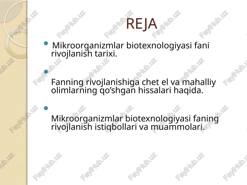aktivlar biotexnologiyasi; *biogidrometallurgiyada ishlatiladigan biotexnologiya; *tabiatni muhofaza qilishi uchun zarur bo’lgan biotexnologiyalar. odatda, mikroorganizmlarni foydali va zararli deb o’rganishga harakat qilinadi. bu fikr mutlaqo to’g’ri emas. fikrimizcha, barcha mikroorganizmlar foydali, chunki ular tabiatda modda almashinuvida faol qatnashadi va ko’plab xilma-xil hayotiy zarur moddalar sintez qiladi. binobarin, mikoorganizmlar biz yashab turgan dunyoning eng qudratli ishlab chiqaruvchi kuchidir. ular har xil fizik-kimyoviy muhitga chidamli, tez moslanuvchan, turli oziqa muhitida yashash qobiliyatiga ega. biologik jarayonlarda achitqi zamburug’lari, mikromisetlar, bakteriyalar va aktinomisetlar (shulali zamburug’lar) kabi mikroorganizmlardan foydalaniladi. butun mavjudot mikroorganizmlarsiz yashay olmaydi, mikroorganizmlarning o’zi esa yashayveradi. aytaylik, ovqat hazm qilish tizimida faol qatnashadigan mikroorganizmlar miqdori kamayib ketsa, disbakterioz va u bilan bog’liq boshqa kasalliklar ro’y beradi. rivojlangan, zamonaviy biotexnologiya fanining asosida uning ulkan yutuqlarining manbai bo’lmish mikroorganizmlar dunyosi yotadi. shunday ekan erishilgan yutuqlarda ko’z ilg’amas, jajji organizmlarning ham o’z o’rni bor albatta. keling, endi ushbu tarmoqlarning respublikamizda rivojlanishi uchun nimalarga e’tibor berishimiz lozimligi haqida …