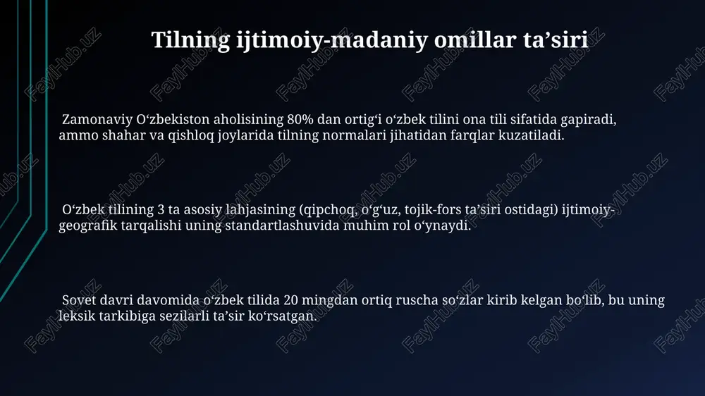 izimga birlashtiruvchi muhim omil bo'lib, uning rivojlanishi va boyishiga xizmat qiladi. e'tiboringiz uchun rahmat @taqdimot_robot
