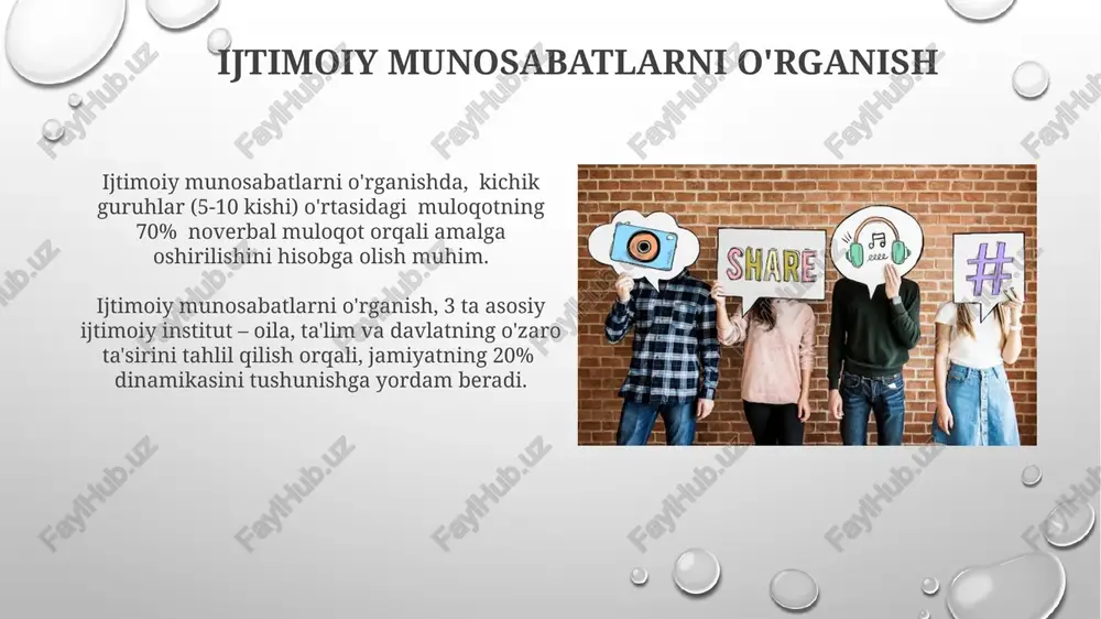 orqali ijtimoiy dinamikani modellashtirishga yordam beradi. millatlararo taqqoslash orqali kamida 10 ta mamlakatning ijtimoiy taraqqiyoti va o'zgarishlariga oid ma'lumotlarni tahlil qilish, umumiy qonuniyatlarni aniqlash va prognozlarni yaratishga imkon beradi. ijtimoiy falsafa fanining asosiy maqsadlari ijtimoiy taraqqiyotning 5 bosqichini tahlil qilish orqali, ijtimoiy falsafa insoniyatning kelajagini bashorat qilish va 10 yillik rejalashtirishda samarali strategiya ishlab chiqishga intiladi. ijtimoiy tizimlarning 4 asosiy tuzilmasini – iqtisodiy, siyosiy, madaniy va ekologik – o'rganib, ijtimoiy falsafa ularning o'zaro bog'liqligiga asoslangan, barqaror rivojlanish modelini yaratishga intiladi. inson va jamiyat munosabatlari ijtimoiy falsafada inson va jamiyat o'rtasidagi munosabatlarni o'rganishda 3 ta asosiy metodologik yondashuv: pozitivistik, germenevtik va dialektik yondashuvlar qo'llaniladi. 20-asrdan boshlab, inson va jamiyat munosabatlarini o'rganishda global miqyosdagi 10 tadan ortiq ilmiy markaz faoliyat yuritadi, ularning tadqiqotlari jamiyat rivojlanishiga ta'sir ko'rsatadi. quvvat va hokimiyatning ijtimoiy falsafiy tahlili "quvvat va hokimiyatning ijtimoiy falsafiy tahlili" ijtimoiy adolatsizlikning 3 ta asosiy manbasini – boylik taqsimotining tengsizligi, siyosiy hokimiyatning markazlashuvi …
