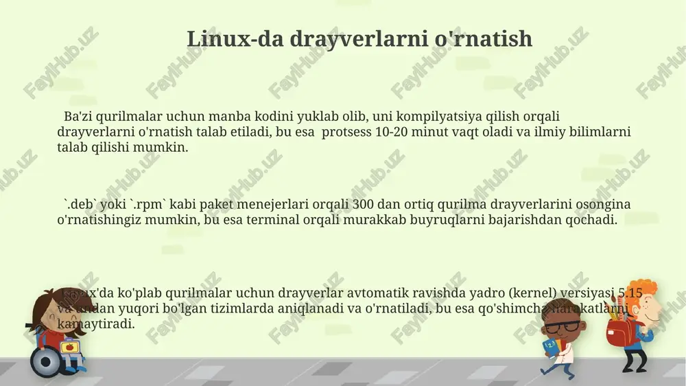 ollarda qo'lda yuklab olish kerak bo'lishi mumkin. drayverlarni yangilash drayverlarni yangilash tizimning barqarorligini yaxshilaydi, xatoliklar sonini 15% ga kamaytiradi va qurilmalar ishlash tezligini 20% ga oshirishi mumkin. windows update yoki ishlab chiqaruvchining veb-saytidan drayverlarni yuklab olish mumkin, lekin har doim mos versiyani (64-bit yoki 32-bit) tanlash muhim. eski drayverlar tizim xavfsizligiga tahdid soladi, yangilash esa 30 dan ortiq zaifliklarni bartaraf etishi mumkin, shuning uchun muntazam yangilash juda muhim. xavfsizlik masalalari va ehtiyot choralari haydovchini o'rnatishdan oldin, antivirus dasturingizni yangilang va tizimingizni skaner qiling. bu potentsial xavflarni 90% ga kamaytiradi va malware hujumlaridan himoya qiladi. o'rnatish jarayonida noma'lum manbalarga ruxsat berishdan ehtiyot bo'ling. faqat kerakli ruxsatlarni bering va noma'lum manbalarni blokirovka qilishni tekshiring, bu sizning tizimingiz xavfsizligini 75% ga oshiradi. haydovchilarni faqat ishonchli manbalardan, masalan, ishlab chiqaruvchining rasmiy veb-saytidan yoki taniqli dasturiy ta'minot ta'minotchilardan yuklab oling, chunki zararli dasturlar 30% ga yaqin noqonuniy saytlarda uchraydi. qo'lda drayverlarni o'rnatish kompyuterga 32-bit yoki …