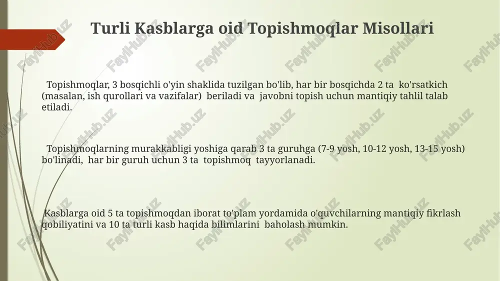 kasblarga oid topishmoqlar misollari - Page 3