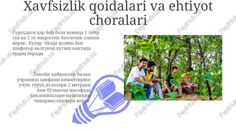 vchilarning 3 ta asosiy ko'nikmasini (kuzatish, tahlil qilish, xulosa chiqarish) rivojlanishini baholash uchun 5 ballli shkala yordamida kuzatuv jadvallaridan foydalaning. har bir o'quvchi faol ishtirokini va guruhdagi hamkorligini kuzatish uchun 10 daqiqalik intervallarda yozuvlar yuritgan holda, kamida 2 ta darsni to'liq kuzating. amaliy mashg'ulotlar va o'yinlarni tashkil etish tabiat mavzusidagi 3-5 nafar o'quvchidan iborat kichik guruhlarda 2-3 ta amaliy topshiriq va 1-2 ta o'yinni birlashtirib, o'quv jarayonini qiziqarli va samarali qilish mumkin. o'yinlarni tanlashda o'quvchilarning yosh xususiyatlari va bilim darajasini hisobga olib, raqobat elementi va jamoaviy ishlashni rag'batlantiruvchi o'yinlarni afzal ko'rish maqsadga muvofiq. tabiat mavzusidagi darslarni kichik guruhlarda tashkil etishning afzalliklari 01 02 kichik guruhlarda 5-7 nafar o‘quvchi bilan o‘tkaziladigan amaliy mashg‘ulotlar, tabiat hodisalari haqida chuqurroq tushuncha hosil qilishga va muammolarni birgalikda hal qilish ko‘nikmalarini rivojlantirishga yordam beradi. sales 1st qtr 2nd qtr 100 0 sales 1st qtr 2nd qtr 100 0 taqdimotlar va natijalarni taqdim etish taqdimot davomida 3-5 …