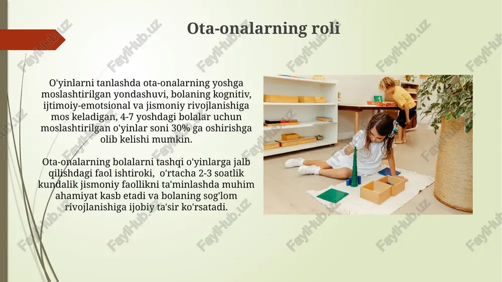 bolalar yoshidagi o'yin faoliyatiga ota-onalarning almashishi - Page 3