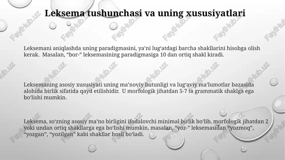 vushlarning o'zaro ta'siri muhim ahamiyatga ega bo'lib, bu esa bo'g'inlarning tuzilishi va sonini aniqlashga yordam beradi. matnni fonetik birliklarga bo'lish jarayoni, ya'ni so'zlarni bo'g'inlarga ajratishda, taxminan 3 ta asosiy yondashuv mavjud: bo'g'in tuzilishiga, urg'u joylashuviga va fonetik xususiyatlariga asoslangan. fonetik tahlil jarayonida, matndagi 100 so'zdan iborat namunaviy parchalarni o'rganish orqali, o'rtacha bo'g'in soni va har bir bo'g'indagi tovush sonini aniqlash mumkin, bu esa matnning fonetik murakkabligini baholashga yordam beradi. e'tiboringiz uchun rahmat @taqdimot_robot image1.png image2.png image3.png