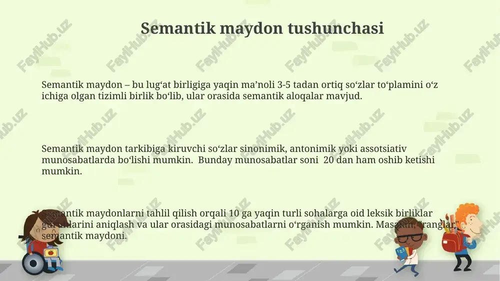 stotasi (2-3 grammatik birliklar orasidagi) kabi metriklardan foydalaniladi. semantik maydonlarni aniqlashda sinonimlar va antonimlar ro'yxati, shuningdek, 5-10 ta kalit so'zlarni o'z ichiga olgan klaster tahlili qo'llaniladi. semantik differentsiatsiya va o'xshashlikni aniqlashda, semantik tarmoqlarni yaratish orqali, kamida 100 ta so'zning vektoriy ifodalashini hisoblash kerak. e'tiboringiz uchun rahmat @taqdimot_robot image1.png
