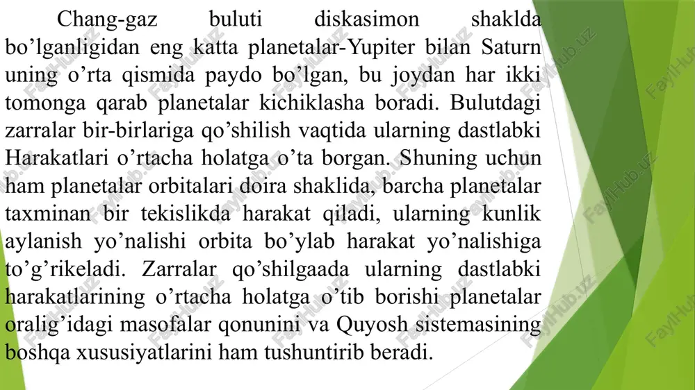 ularni umumlashtirgan holda quyida yerning ulushlardagi (%) kimyoviy tarkibi berilgan: ushbu sonlar yer asosan to’rtta fe, o, si, mg elementlaridan tuzilganligini ko’rsatadi. ular yerning 90-95% massasini tashkil etadi. qat’iy chegaralangan holda ni, s, ca, al ham mavjud ularning yalpi ulushi 5-10% ni tashkil etadi. boshqa elementlarga 3 % dan ko’p bo’lmagan miqdor to’g’ri keladi. ko’rinib turibdiki yer yengil va tez eriydigan komponetlarga kambag’al. erning o’rtacha radiusi 6371 km. chuqurga tushgan sa’ri harorat va litostatik bosim ortib boradm. masalan 400 km chuqurlikda harorat 1400-1700 os va 133,2 kbar ni tashkil etadi. er yer po’sti, mantiya va yadrodan tashkil topgan. yer po’stining qalinligi qit’alar tagida o’rtacha 40 km, okeanlar tagida – 7 km ga teng. undan pastda mantiya yotadi, mantiyada yuqori (400 km chuqurlikkacha), o’tish zona (400-1000 km) va quyi mantiya (1000-2900 km) ajratiladi. yer po’sti va mantiya moxo chegarasi bilan ajratiladi, bu yerda jnslar zichligi birdan 3,0 dan 3,3 g/sm3 ga …