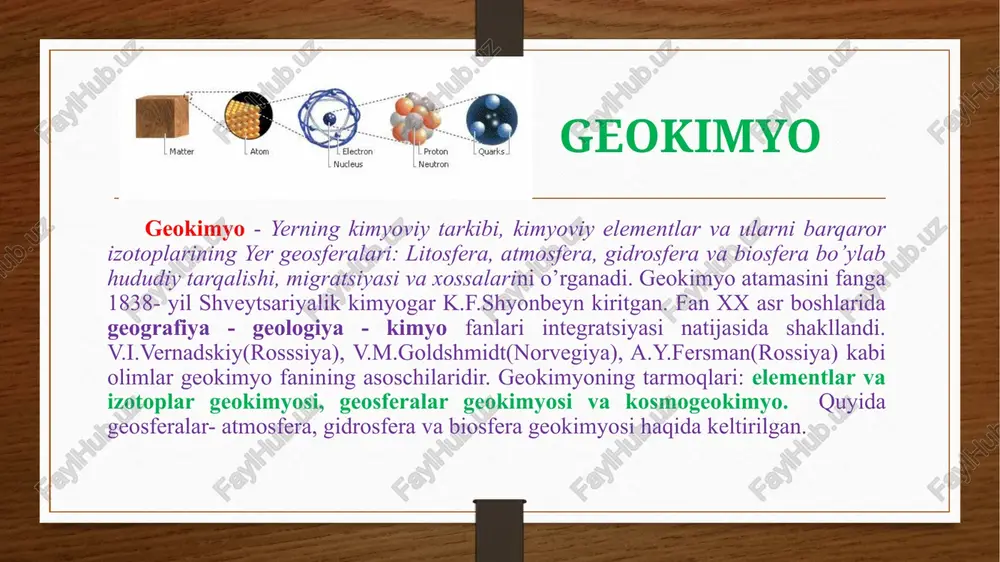 maydoni 361 mln km2. gidrosferaning tarkibiy qismlaridagi suv miqdori bir-biridan ancha farq qilsada, lekin ularning umumiy suv aylanishidagi faoligi ham bir hil emas. masalan, daryo suvlarining aylanish davri 12 sutkaga, atm suvlariniki — 10 sutkaga, tuproq suvlariniki — 1 yilga, dunyo okeani suvlari — 2600 yilga, qutb muzliklari — 9700 yilga teng. gidrosfera okenas usvlari juda ko'p hisoblanadi. dengiz suvining xususiyati — uning shoqrligi. ochiq okeanda suvlaring oqrtacha shoqrligi 35 promilga teng. dengiz suvining tuz tarkibi quyidagicha: natriy xlorid — 77,7 %, magniy xlorid — 10,87 %, magniy sulfat — 4,7 %, kalciy sulfat — 3,6 %, kaliy sulpfat — 2,5 %, kalpciy karbonat — 0,3 % ni tashkil etadi. okean va dengiz suvlarining sho’rlanishi dunyo okeanining har yili yuzasidan 1 m qalinlikdagi suv bug’lanib ketadi. bu suv bulut bo’lib shakllanadi va yog’inlar yog’adi. agar ma’lum hududdagi suvdan suv ko’p bug’lansayu, kam yog’in tushsa suv sho’rlasha boradi. chunki chuchuk suvgina …