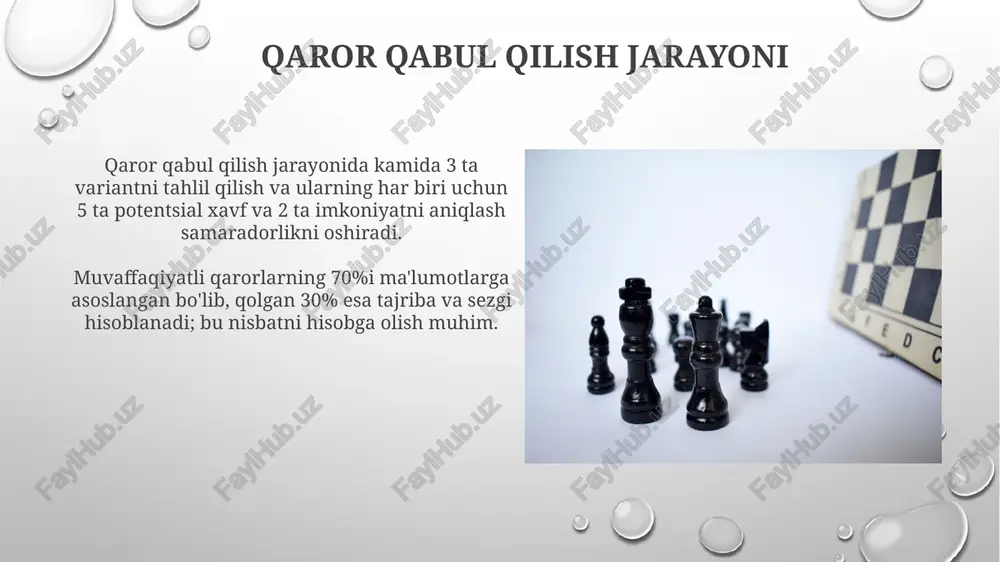 kaliti: aniq muloqot, ishonchlilik, halollik, mas'uliyatni o'z zimmasiga olish va doimiy o'z ustida ishlash. bu jamoaning yuqori samaradorligiga olib keladi. muvaffaqiyatli rahbarlarning 70% dan ortig'i delegatsiya qilish qobiliyatiga ega. bu esa vaqtni tejash va xato xavfini kamaytirish imkonini beradi, shuningdek, jamoa a'zolarining rivojlanishiga yordam beradi. innovatsiya va oʻzgarishlarni boshqarish innovatsiyalarni muvaffaqiyatli amalga oshirish uchun 3 bosqichli strategiya (tahlil, ishlab chiqish, joriy etish) va har bir bosqichda 5 dan ortiq mutaxassisni jalb qilish samaradorlikni 20% ga oshiradi. oʻzgarishlarni boshqarishda xodimlarni 70/20/10 qoidasiga muvofiq oʻqitish (70% amaliyot, 20% mentorlik, 10% oʻqitish) qarshilikni kamaytiradi va qabul qilishni tezlashtiradi. muloqot va hamkorlik rahbar muloqot jarayonida kamida 3 ta turli aloqa kanalidan (masalan, yuzma-yuz, elektron pochta, telefon) samarali foydalanishi va jamoaning 70% dan ortig'i bilan muntazam muloqotni ta'minlashi zarur. samarali muloqot va hamkorlikni o'rnatish uchun rahbar kamida har oyda jamoa bilan 3 martadan strategik rejalashtirish yig'ilishlarini o'tkazib, umumiy maqsadlarga erishish yo'llarini muhokama qilishi lozim. muammolarni …