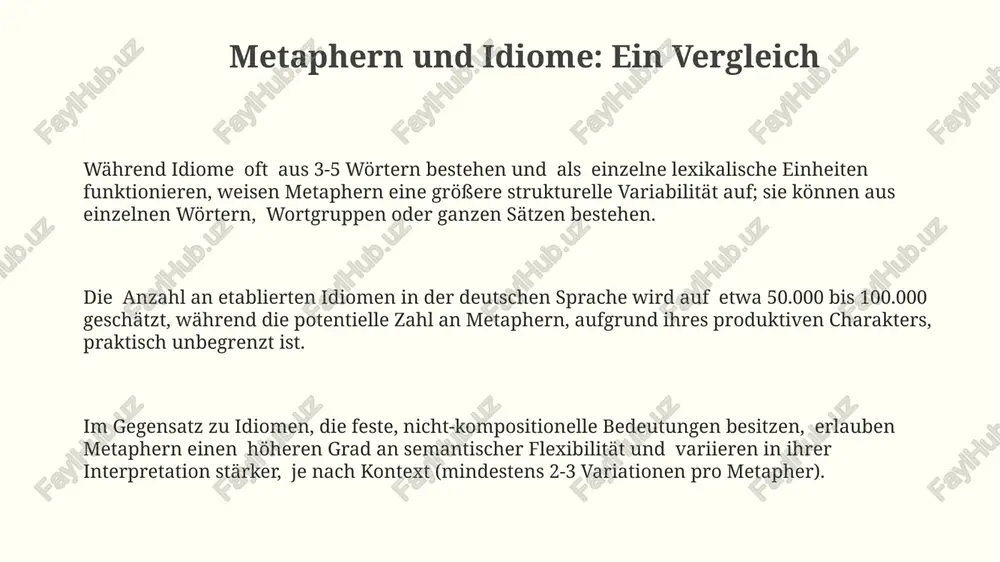 signifikant (um ca. 30%) andere metapherngruppen, was die emotionalisierte natur politischer debatten verdeutlicht. metaphertypen im deutschen konstruktionsmetaphern, wie z.b. „argumentation als kampf“ (2 teilnehmer, 1 gewinner), bilden eine bedeutende kategorie und beeinflussen die sprachliche gestaltung von debatten und politischen diskursen stark. der anteil von personenbezogenen metaphern (z.b. „der berg ist ein riese“) im deutschen beträgt schätzungsweise 30-40% aller metaphorischen ausdrücke in alltagskommunikation, basierend auf korpusanalysen. kognitive linguistik identifiziert mindestens 5 haupttypen von metaphern im deutschen (orientierungsmetaphern, strukturmetaphern, ontologische metaphern etc.), die sich in ihrer kognitiven funktion und semantischen struktur unterscheiden. konzeptuelle metaphern im deutschen studien belegen, dass mindestens 15% des alltäglichen deutschen sprachgebrauchs auf konzeptuellen metaphern basieren, wobei körperliche erfahrungen (z.b. „gewicht der verantwortung“) häufig projiziert werden. im bereich der politischen rhetorik finden sich über 20 verschiedene konzeptuelle metaphern, die das konzept „politik ist ein spiel“ veranschaulichen, mit begriffen wie „spieler“, „strategie“ und „sieg“. die produktive metapher „argument ist krieg“ …