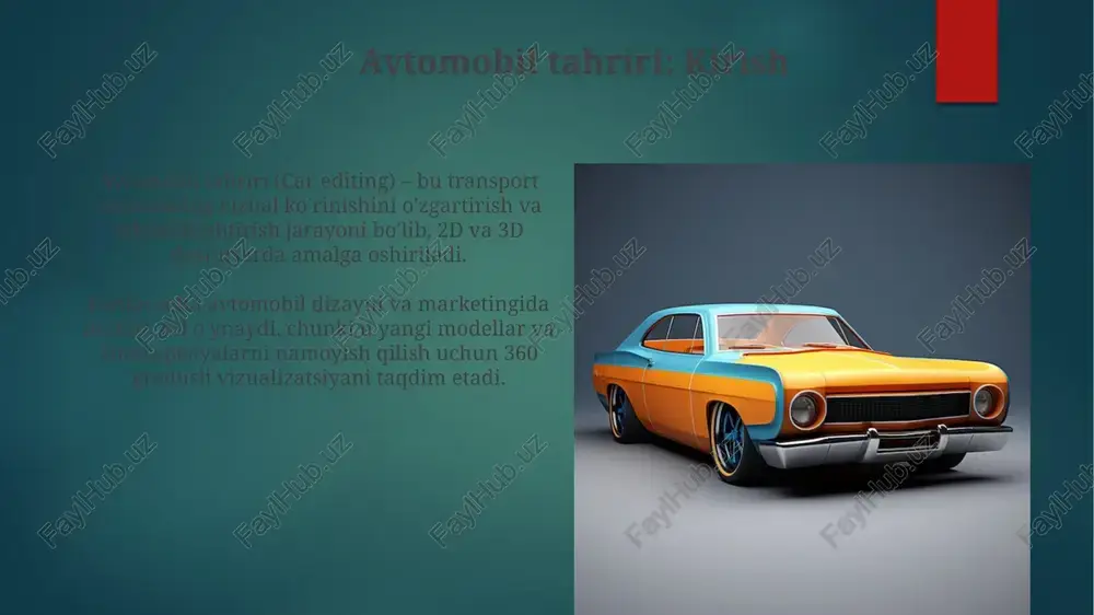 lib, yarimo'tkazgichlar texnologiyasining rivojlanishi bilan bog'liq. u diskret tranzistorlar va diodlar o'rniga integral mikrosxemalardan foydalanish imkonini berdi. zamonaviy elektronika tahriri asosan 3d-printerlar, cnc dastgohlari va lazer o'yuvchilar yordamida amalga oshiriladi. bu uskunalar prototiplarni yaratishni 70% ga tezlashtiradi va xarajatlarni kamaytiradi. tuning dasturlari tuning dasturlari dvigatellarni optimallashtirish uchun kalibrlash jadvalini o'zgartiradi, bu esa 10-20% ot kuchini oshirish va yonilg'i samaradorligini yaxshilash imkonini beradi. ecu xotirasini o'qish va yozish imkonini beruvchi professional tuning dasturlari, masalan, winols, 3d xaritalari bilan birga o'nlab parametrlar bilan ishlashga imkon beradi. tahrirning afzalliklari tahrir qilish jarayoni avtomobilning aerodinamik ko'rsatkichlarini yaxshilashga yordam beradi, masalan, tortish koeffitsientini kamaytirish orqali yoqilg'i sarfini 5-10 foizga qisqartirish mumkin. avtomobil tahriri uning individual xususiyatlarini ta'kidlashga imkon beradi, xususan, 20 dan ortiq rang variantlarini qo'llash va eksklyuziv dizayn elementlarini yaratish orqali shaxsiy uslubni namoyon etish. tahrirning kamchiliklari tahrirning aniq maqsadlari yo'qligi, muvaffaqiyatli o'tish davrini ta'minlash uchun yetarli siyosiy rejaga ega emasligi, tartibsizliklarga olib keldi …