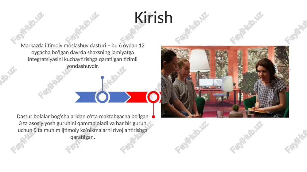 logopedlardan iborat bo'lib, har biri kamida 5 yillik tajribaga ega. markazdagi mutaxassislar jamoasi individual yondashuv asosida ishlaydi, bolaning 3 ta asosiy sohasini (emotsional, kognitiv, xulq-atvor) baholab, moslashtirilgan dasturlar tuzadi. dastur natijalari va baholash dastur natijalarini baholashda o'quvchilarning ijtimoiy ko'nikmalari 20% ga oshganligi, moslashuvchanlik darajasi 15% ga yaxshilanganligi aniqlandi. baholash jarayonida standartlashtirilgan ijtimoiy moslashuv testlari va so'rovnomalar orqali olingan ma'lumotlar tahlil qilinib, 75% ishtirokchilar ijobiy o'zgarishlarni ko'rsatdi. muvaffaqiyat hikoyalari ko'plab “muvaffaqiyat hikoyalari” g'oliblari 2 yil ichida o'z daromadlarini o'rtacha 30% ga oshirishga muvaffaq bo'lishdi, bu esa dasturning samaradorligini ko'rsatadi. “muvaffaqiyat hikoyalari” dasturi doirasida 150 dan ortiq ishtirokchi o'z bizneslarini boshlashda yoki rivojlantirishda mentorlik va moliyaviy yordam olgan. qiyinchiliklar va ularni yengish yo'llari ijtimoiylashuvdagi qiyinchiliklar natijasida 30% gacha xodimlar o'zini chetda his qilishi mumkin; mentorlik dasturlari va guruh mashg'ulotlari yordam beradi. adaptatsiya jarayonida noaniqlik va tashvish 15-20% gacha oshishi mumkin; shaffof kommunikatsiya va aniq vazifalar buni kamaytiradi. kelajakdagi rejalar 2024-yilda bolalar uchun …