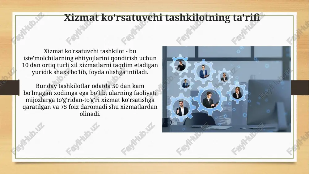 inchi taassurot" qoidasiga e'tibor bering: birinchi 30-60 soniyada samimiy va e'tiborli bo'lish mijozning umumiy tajribasiga katta ta'sir ko'rsatadi. xizmat ko'rsatuvchi tashkilotlarda sifatni nazorat qilish xizmat ko'rsatuvchi tashkilotlarda sifat nazorati iso 9001 standartlari asosida amalga oshiriladi, bu esa jarayonlarning barqarorligini ta'minlashga qaratilgan. sifatni nazorat qilishda 'six sigma' metodologiyasi qo'llaniladi, bu xatolarni kamaytirish va mijozlar ehtiyojlarini qondirish uchun statistik ma'lumotlarni tahlil qilishni o'z ichiga oladi. o'zbekistonda xizmat ko'rsatuvchi tashkilotlar o'zbekistonda 2023-yil holatiga ko'ra 10,000 dan ortiq xizmat ko'rsatuvchi tashkilotlar ro'yxatga olingan, ularning aksariyati chakana savdo va maishiy xizmat ko'rsatish sohasida faoliyat yuritadi. turizm sohasida xizmat ko'rsatuvchi tashkilotlar soni so'nggi 5 yilda 15% ga oshdi, bunda mehmonxonalar, transport xizmatlari va gidlar kabi sub'ektlar muhim rol o'ynamoqda. xalqaro xizmat ko'rsatuvchi tashkilotlar xalqaro xizmat ko'rsatuvchi tashkilotlar transmilliy korporatsiyalardan farq qiladi, chunki ular ko'proq intellektual kapital, masalan, konsalting, huquqiy xizmatlar yoki it-xizmatlar eksport qiladi. ushbu tashkilotlarning daromadi global bozor ulushiga bog'liq; accenture kabi kompaniyalar 120 dan …