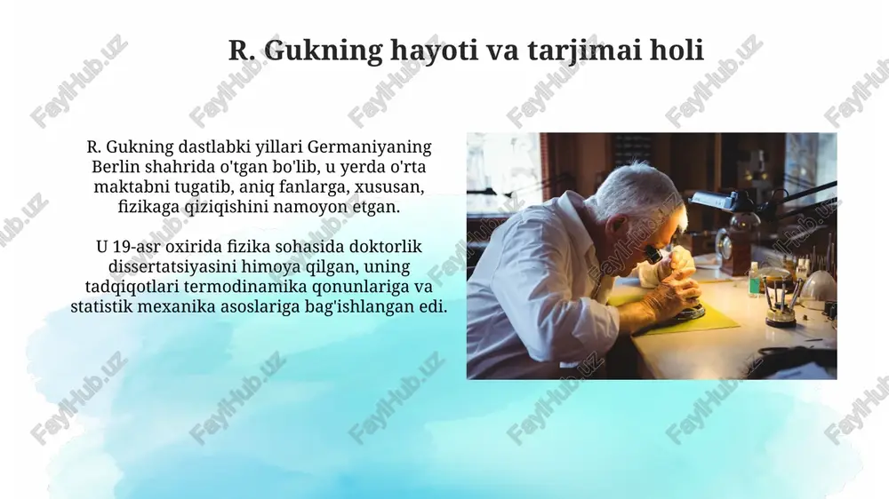, ilmiy doiralarda yuqori baholandi va ko'plab konferensiyalarda muhokama qilindi. uning kvant mexanikasi sohasidagi 25 dan ortiq maqolalari nufuzli jurnallarda chop etildi va hamkasblari tomonidan 300 dan ortiq marta iqtibos qilindi. ilmiy maqolalari va nashrlari r. gukning ilmiy maqolalari ko'pincha polimer materiallarining xususiyatlarini 25 dan 350 gradusgacha bo'lgan haroratlarda o'rganadi, bu ularning amaliy qo'llanilishini belgilaydi. uning nashrlari orasida 10 dan ortiq patentlar mavjud bo'lib, ular yangi kompozit materiallar va ularni ishlab chiqarish usullari bo'yicha innovatsion ishlanmalarni qamrab oladi. konferensiyalarda ishtiroki r. guk 1980-yildan boshlab har yili oʻtkaziladigan “zamonaviy fizika muammolari” mavzusidagi respublika konferensiyalarida muntazam ravishda ma’ruzalar bilan ishtirok etib kelgan. uning 1995-yildagi “yuqori oʻtkazuvchanlikning yangi nazariyasi” nomli dokladida kvant mexanikasining ilgʻor usullari qoʻllanilganligi alohida e’tirof etilgan. patentlar va mualliflik guvohnomalari r. gukning patentlari innovatsion texnologiyalarni himoya qilish uchun olingan bo'lib, ularning amal qilish muddati odatda 20 yilni tashkil etadi va bu uning kashfiyotlariga eksklyuziv huquq beradi. mualliflik guvohnomalari r. gukning …